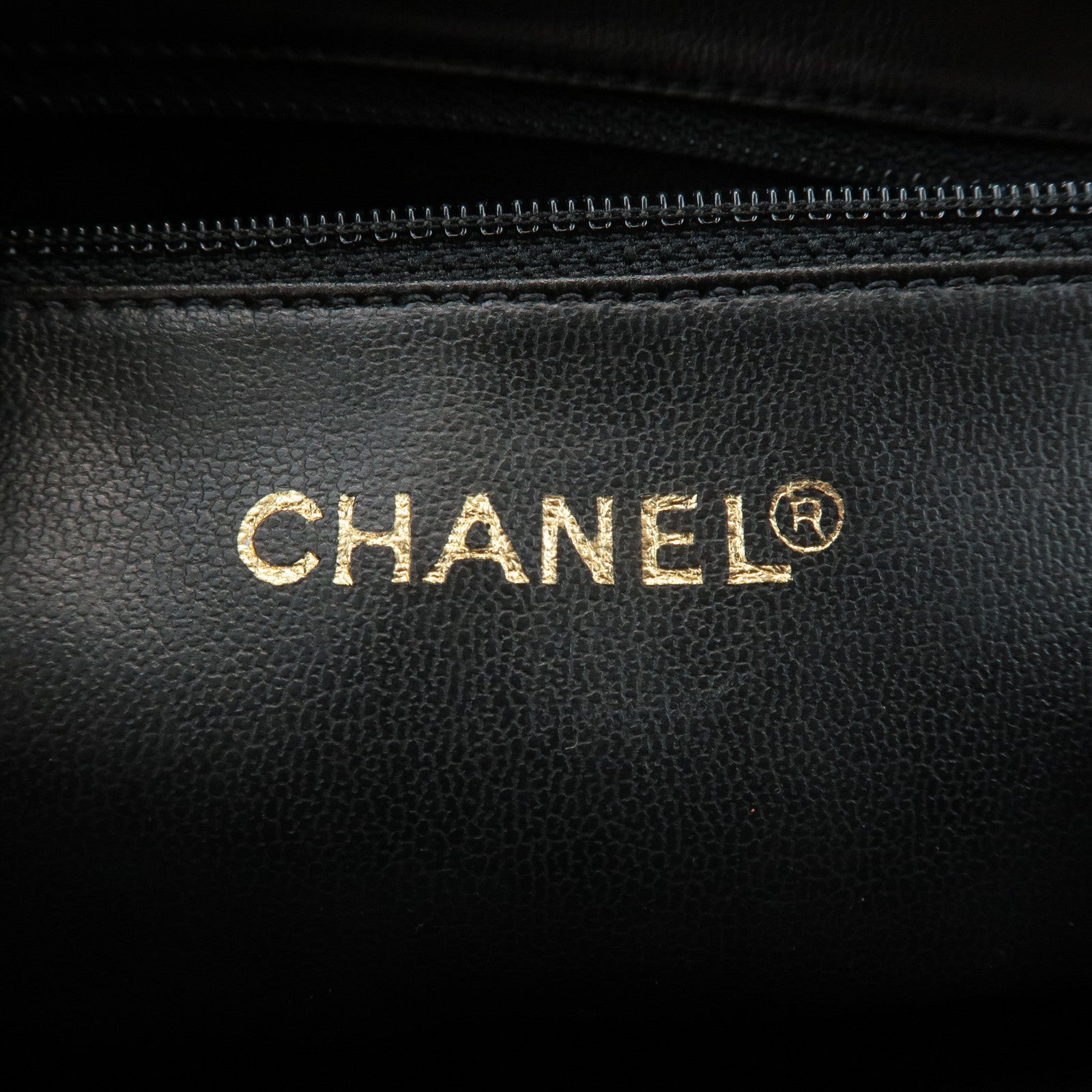 CHANEL Triple COCO Caviar Skin Tote Bag Black Gold Used