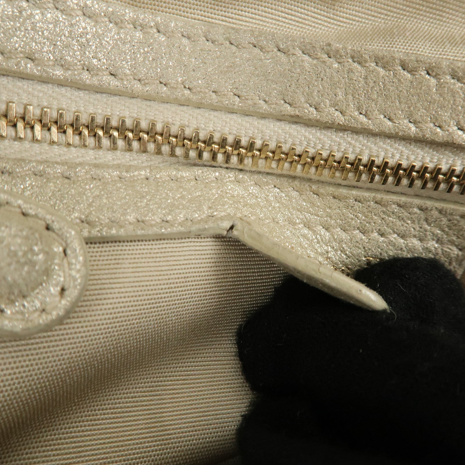 Christian Dior Leather Chain Shoulder Bag Tote Bag Silver Used