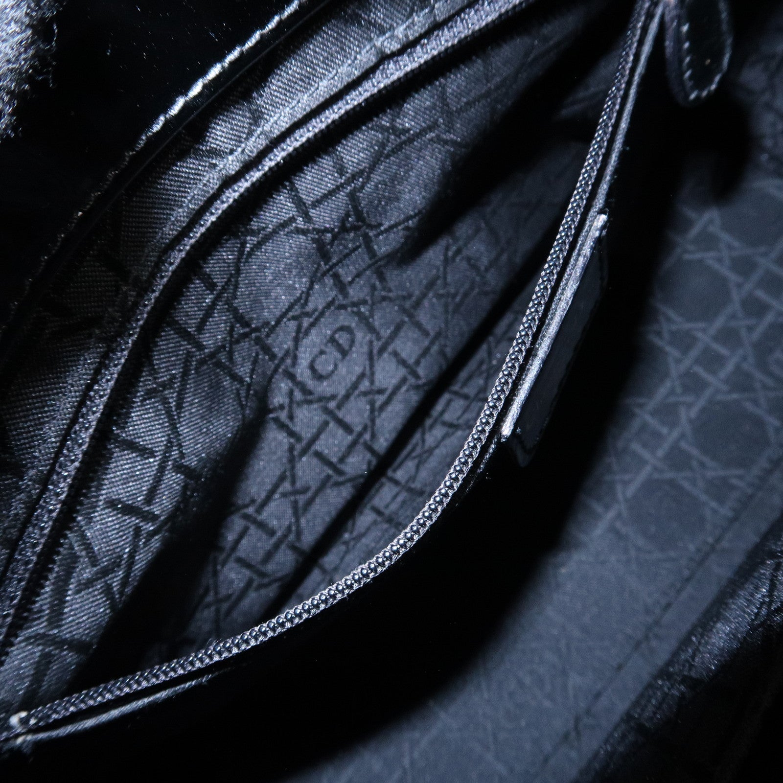 Christian Dior Maris Pearl Patent Leather Tote Bag Black Used