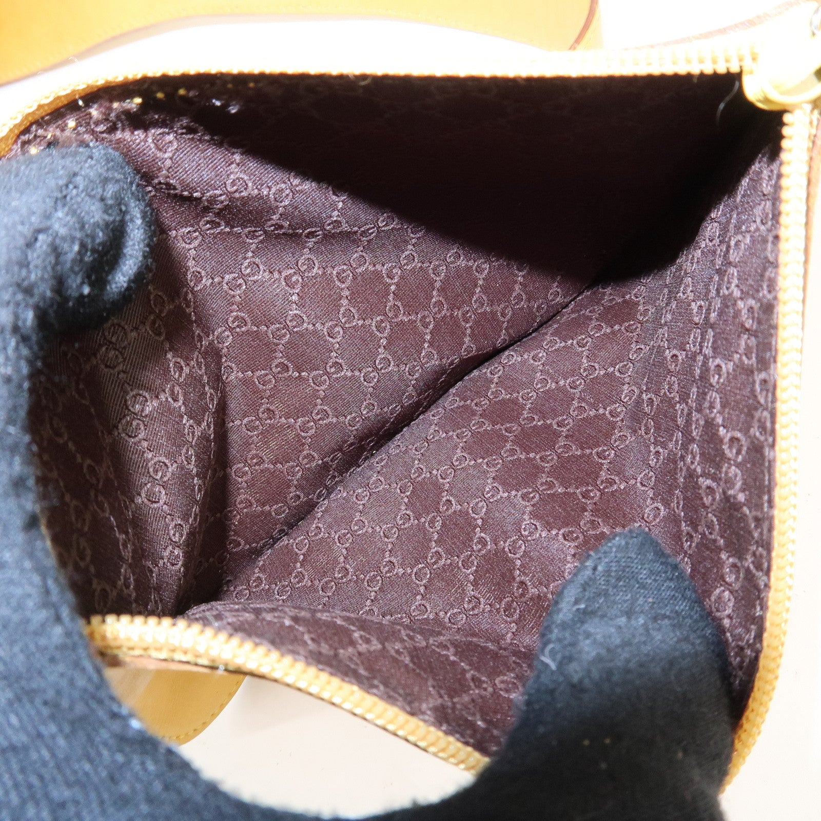 GUCCI Leather Kandensky One-Shoulder Bag Yellow 28628 Used