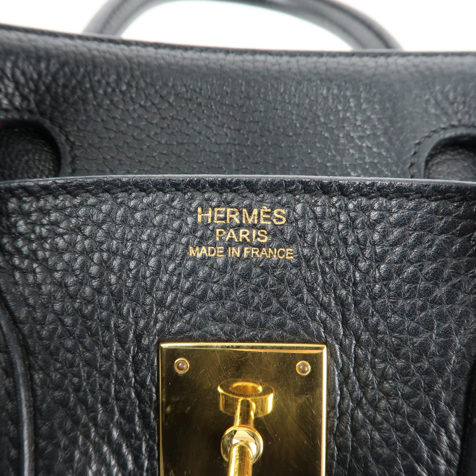 HERMES Taurillon Clemence Birkin 30 M stamped Black Gold Used