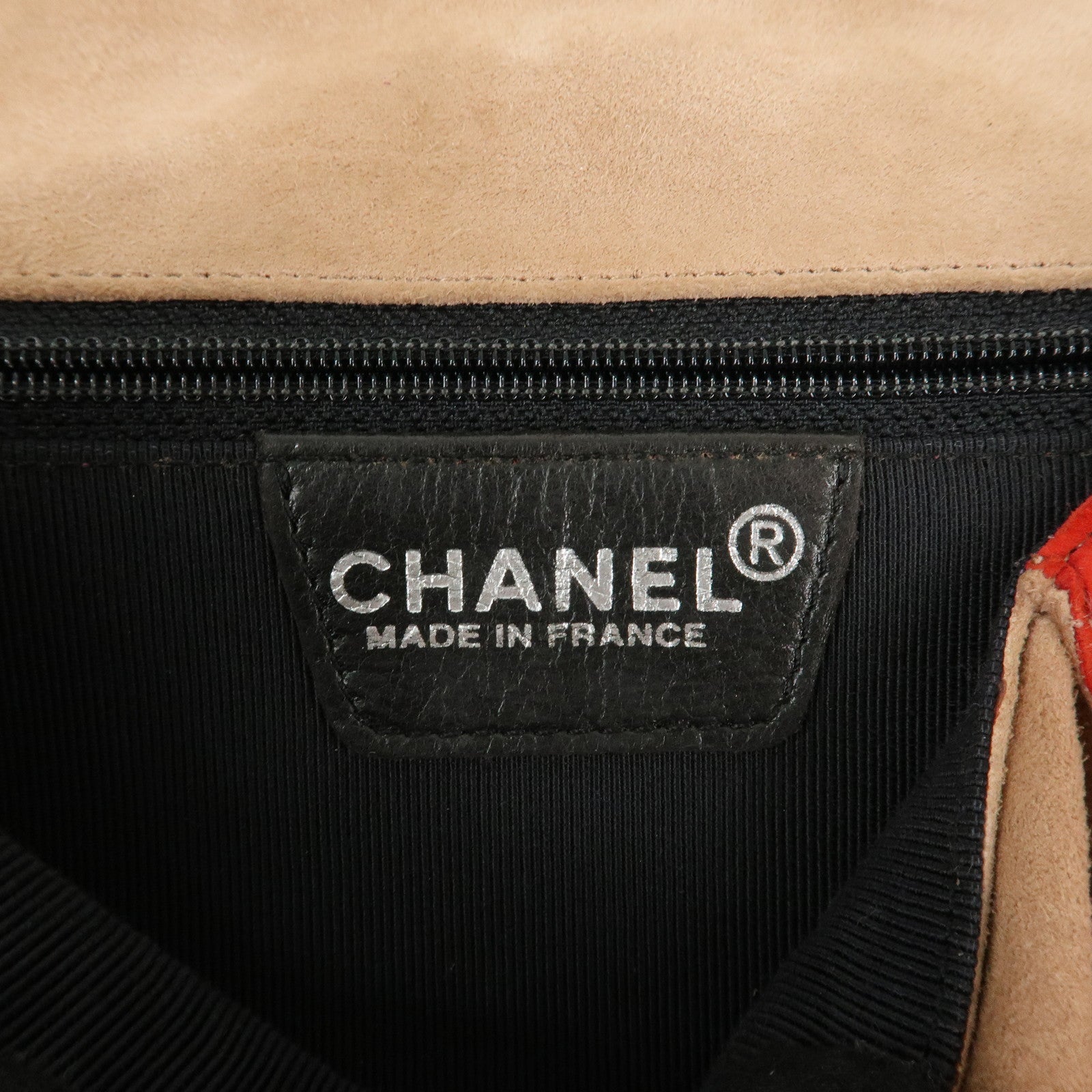 CHANEL Suede Patchwork Shoulder Bag Pink Beige Red Used