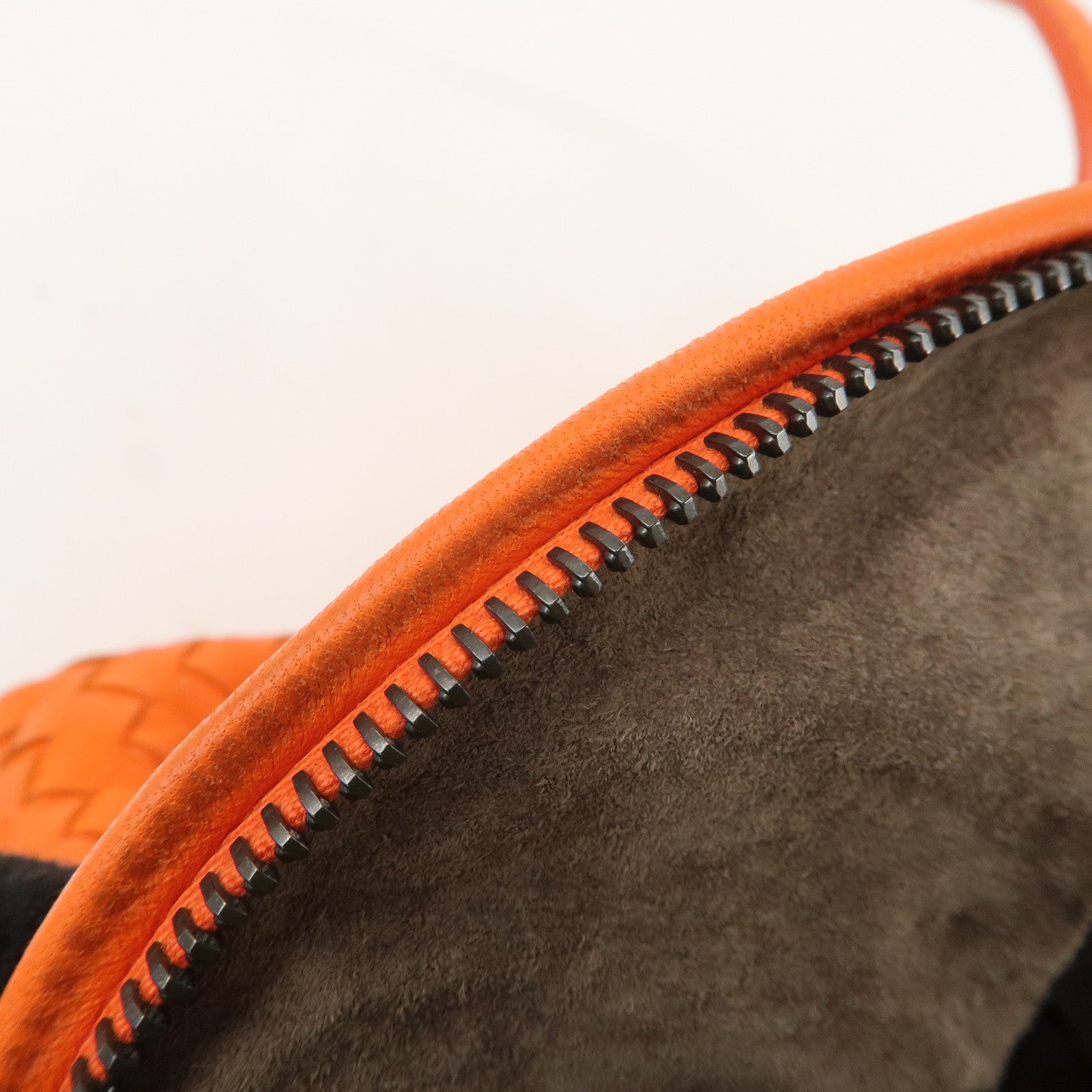 BOTTEGA VENETA Intrecciato Leather Boston Bag Hand Bag Orange Used