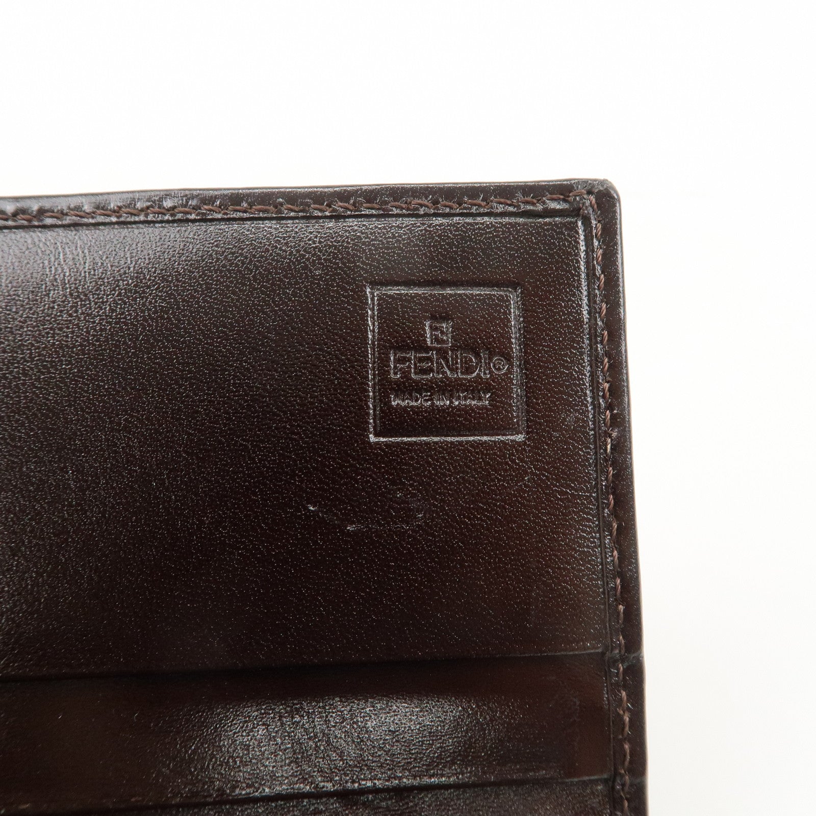 FENDI Zucca Print Canvas Leather Long Wallet Brown 30851 Used