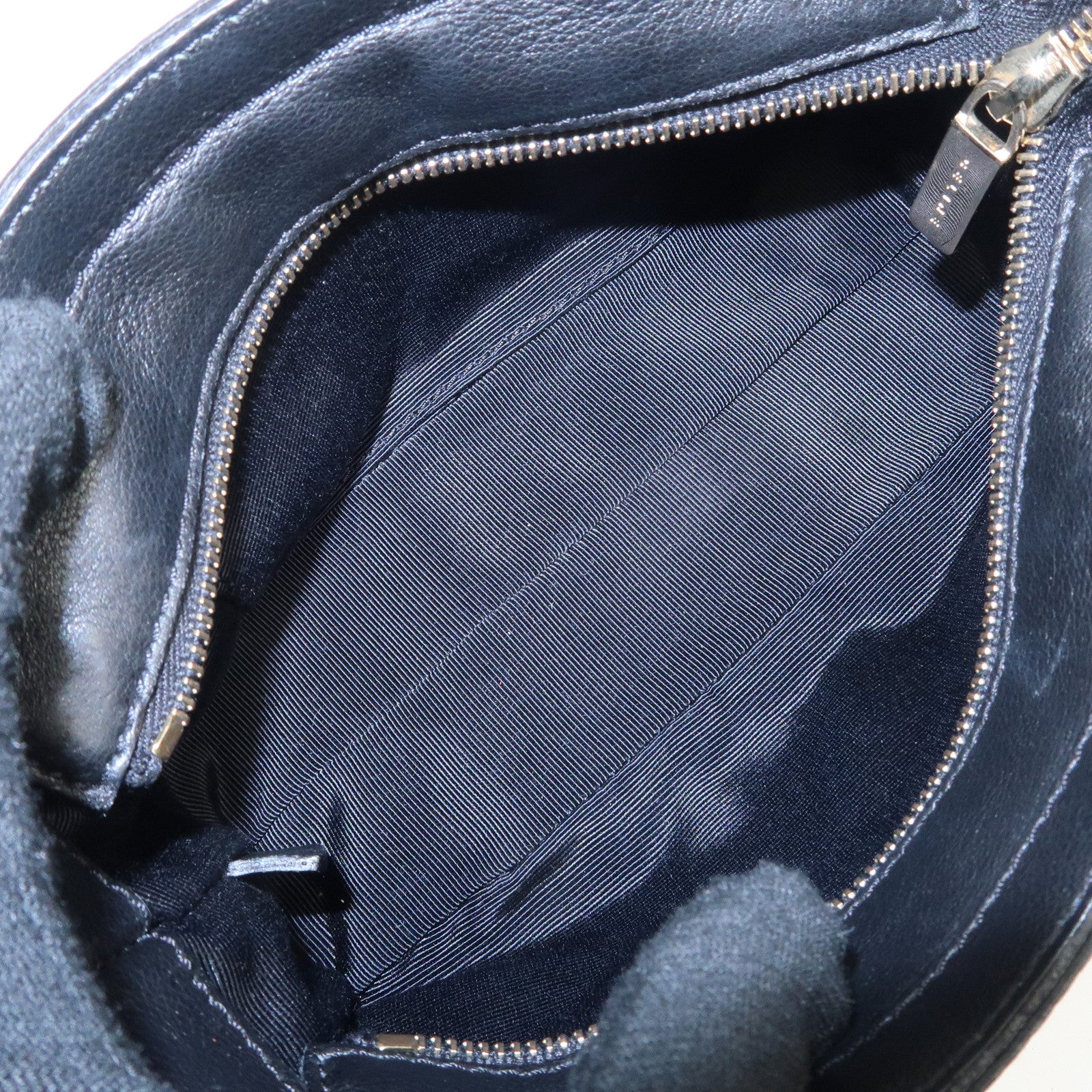 CELINE Macadam Satin Leather Mini Boogie Bag Beads Macadam Stamp Used