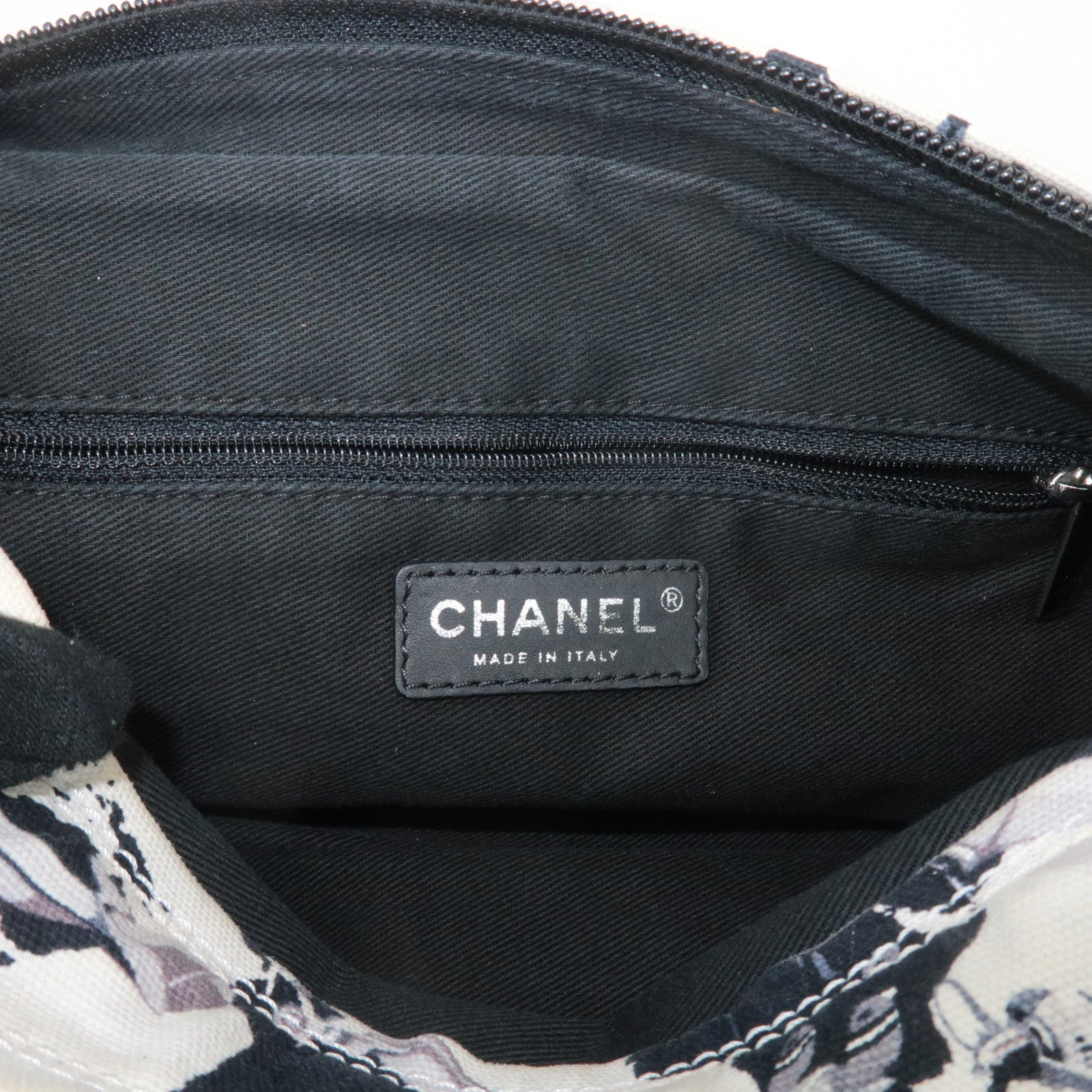 CHANEL Airline Canvas Leather Shoulder Bag Airplane Pattern Used