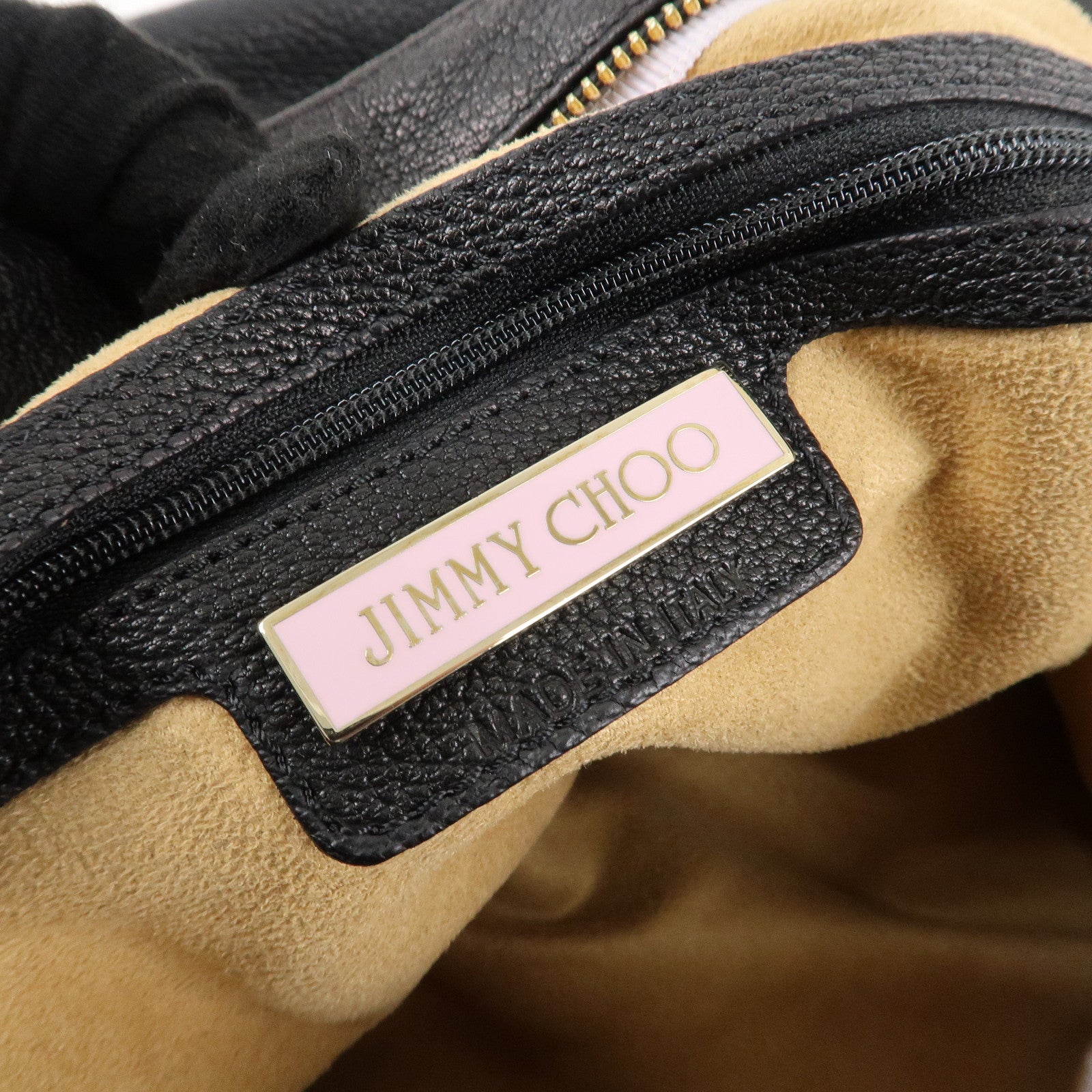 JIMMY CHOO Leather Skybag Shoulder Bag Black Gold Hardware Used
