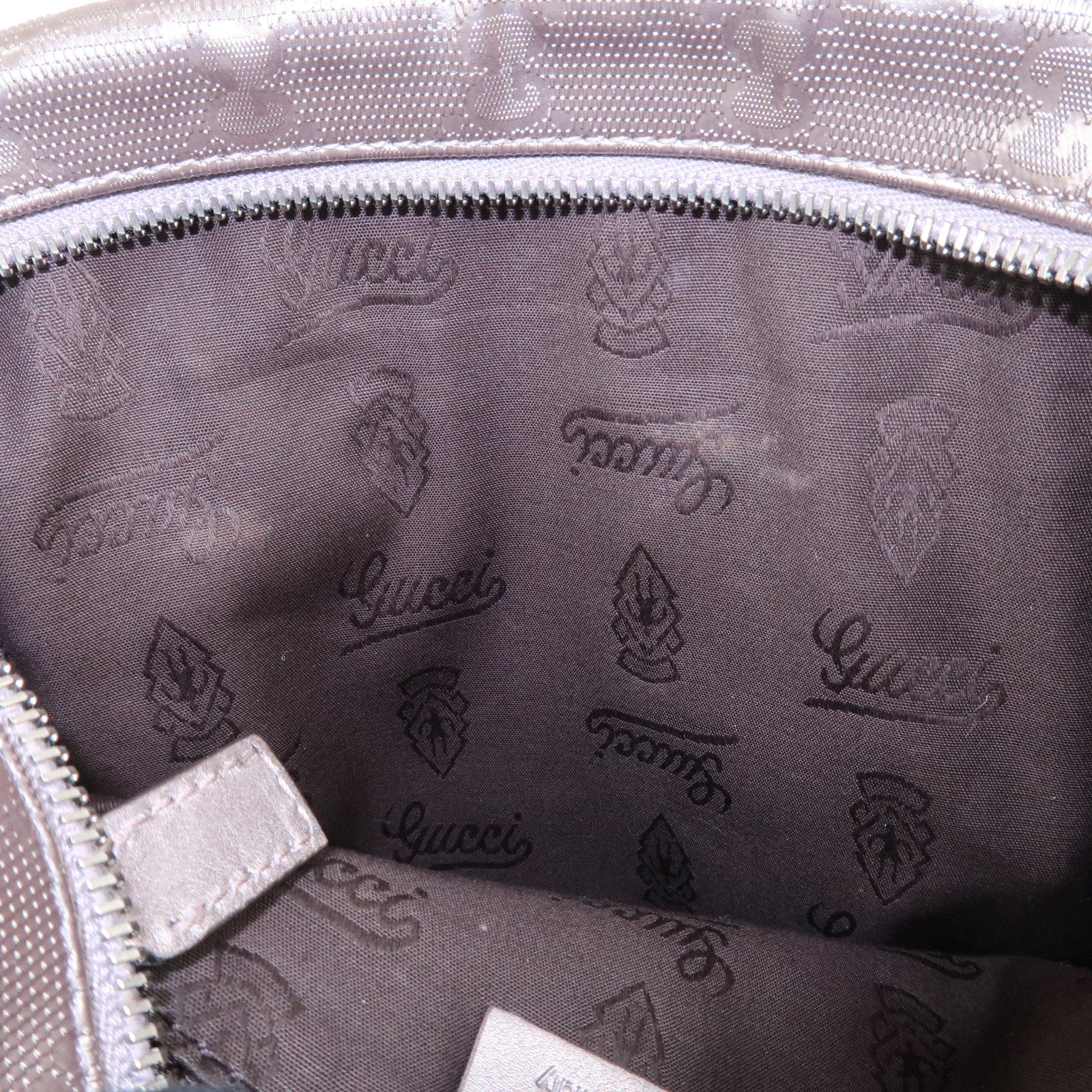 GUCCI GG Imprime PVC Leather Shoulder Bag Metallic Rose gold 233268 Used