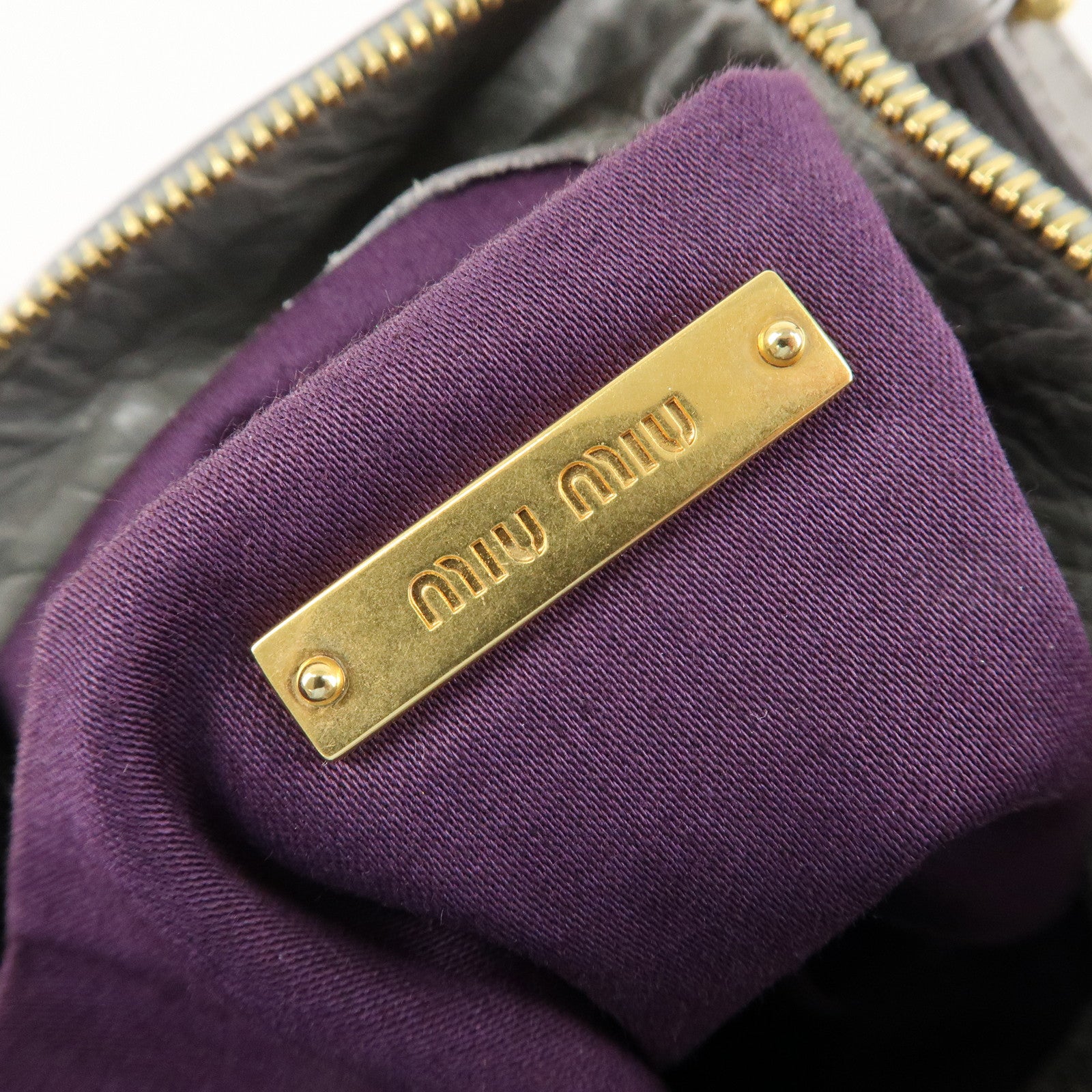 MIU MIU Leather 2Way Bag Hand Bag Shoulder Bag Light Blue Gold HDW Used