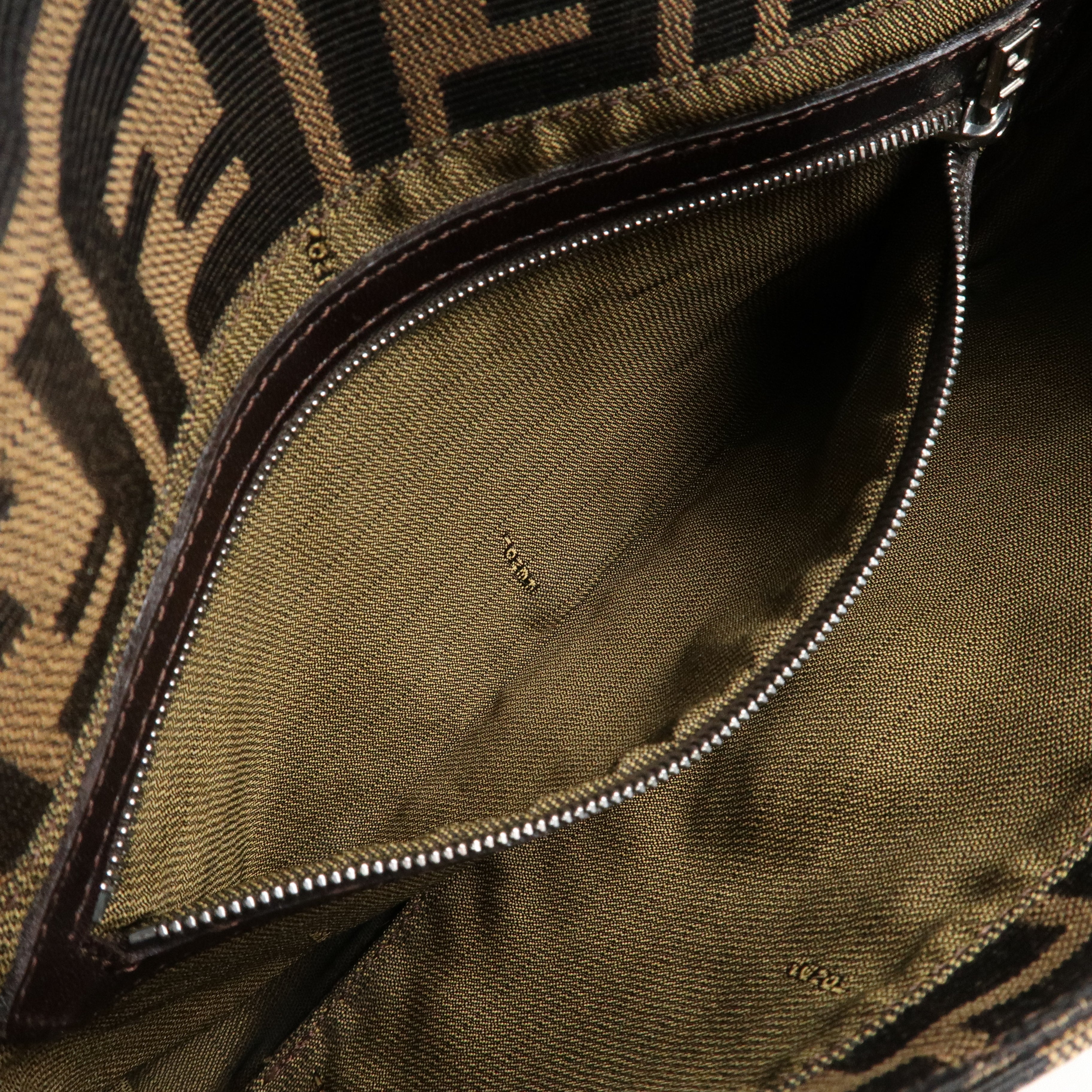 FENDI Mamma Baguette Zucca Canvas Shoulder Bag Brown Black 26424 Used