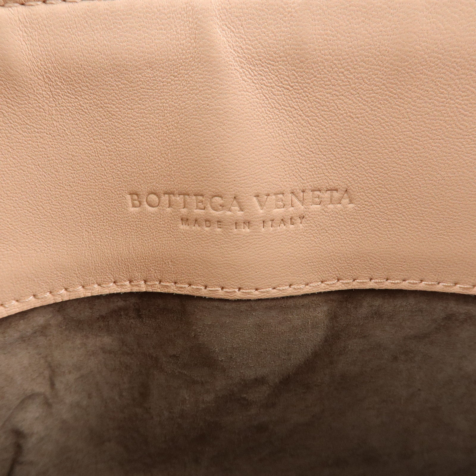 BOTTEGA VENETA Intrecciato Leather Chain Shoulder Bag Pink Beige Used