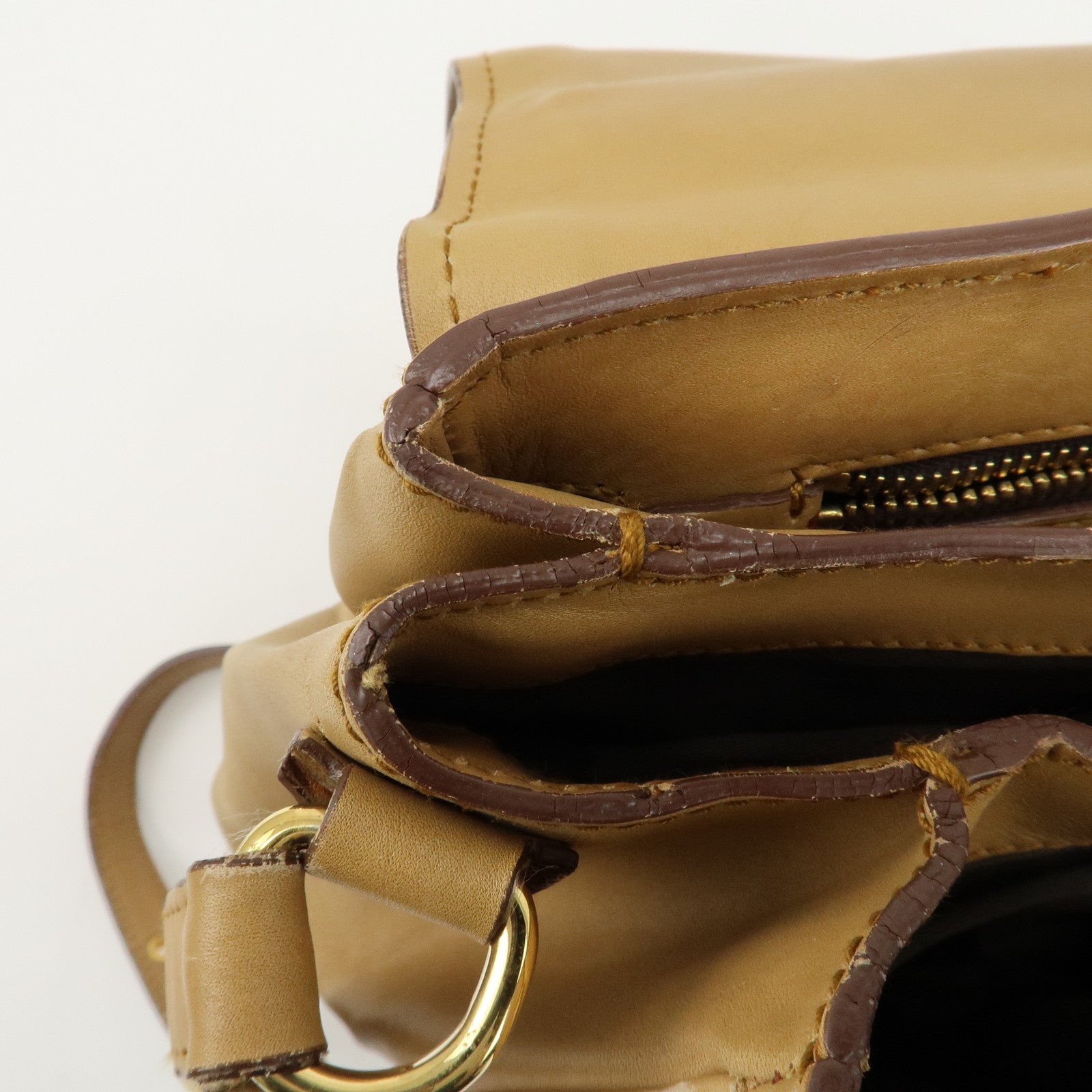 MIU MIU Leather 2Way Shoulder Bag Hand Bag Beige Used