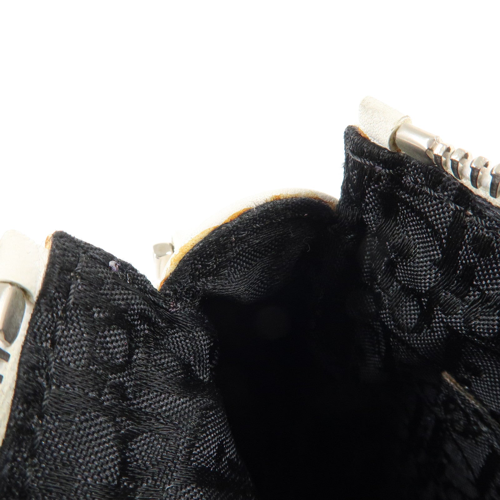 Christian Dior Canvas Leather Logo Charm Hand Bag White Used