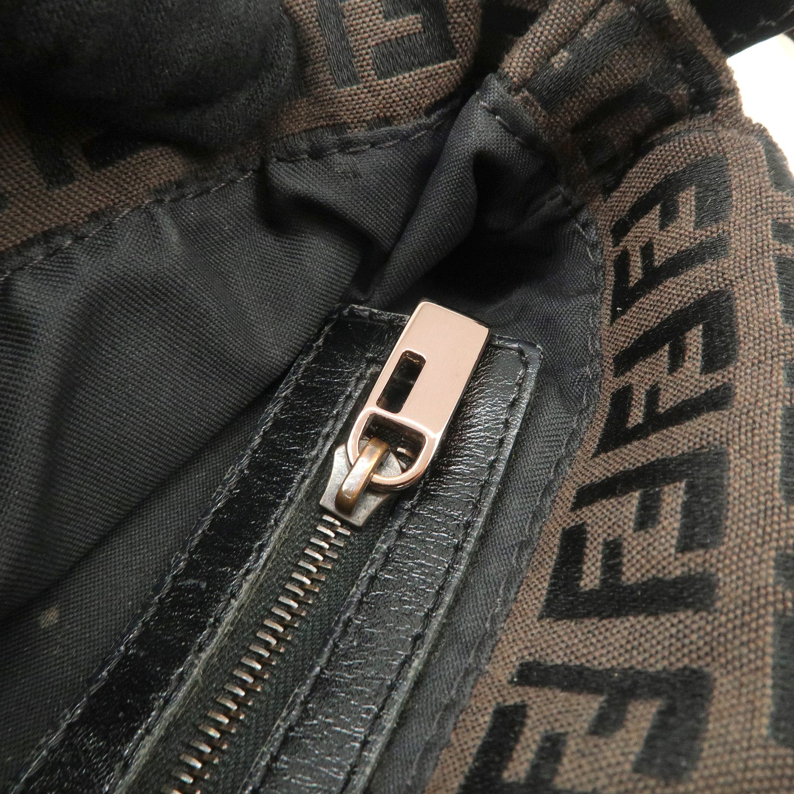 FENDI Mamma Baguette Canvas Shoulder Bag Brown Black 26424 Used