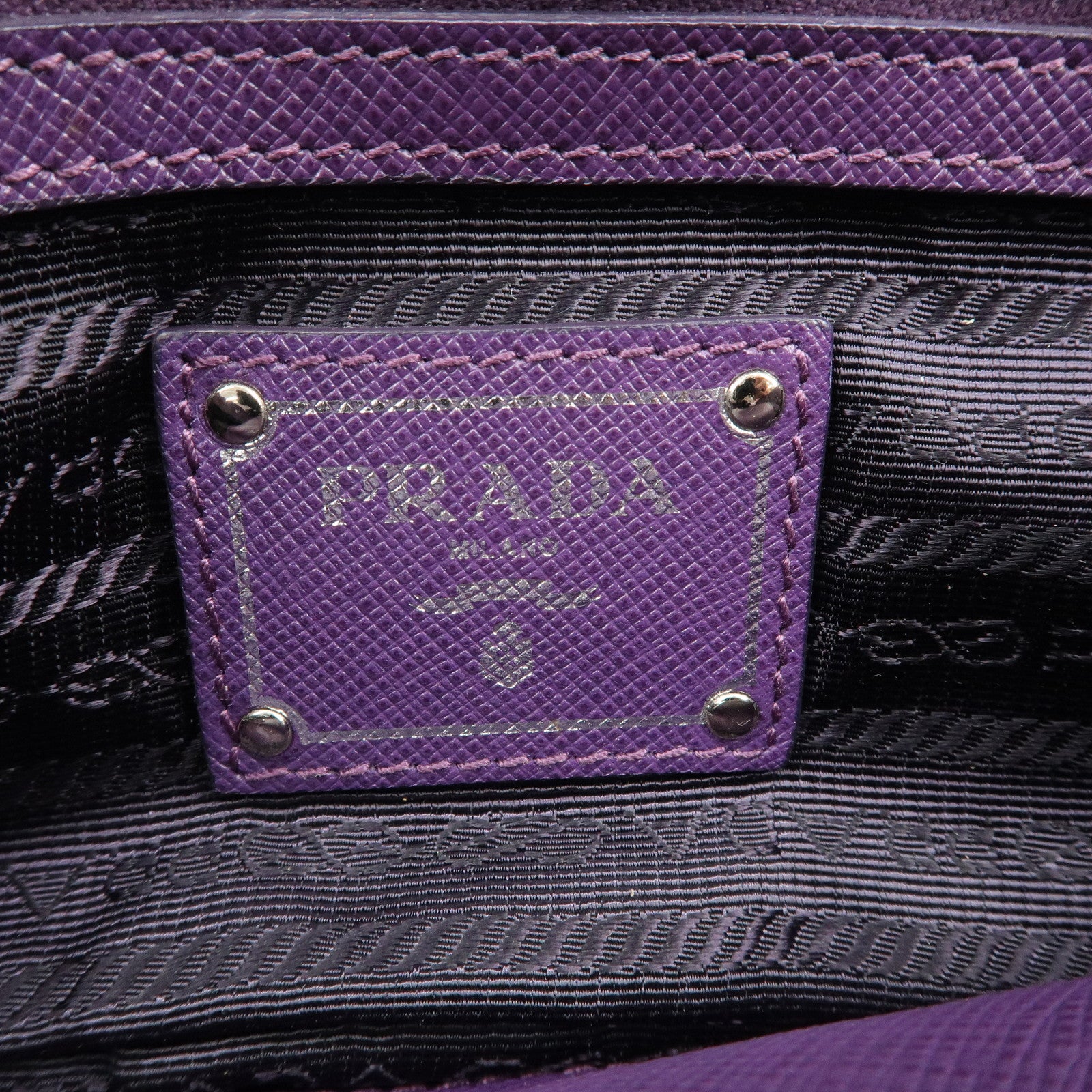 PRADA Nylon Leather Gathered Shoulder Bag Purple BR4609 Used