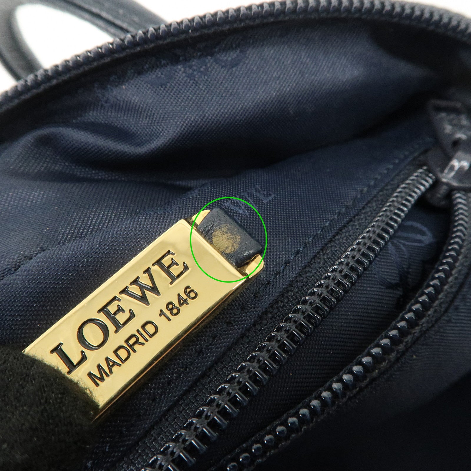 LOEWE Anagram Leather Mini Hand Bag Navy Used