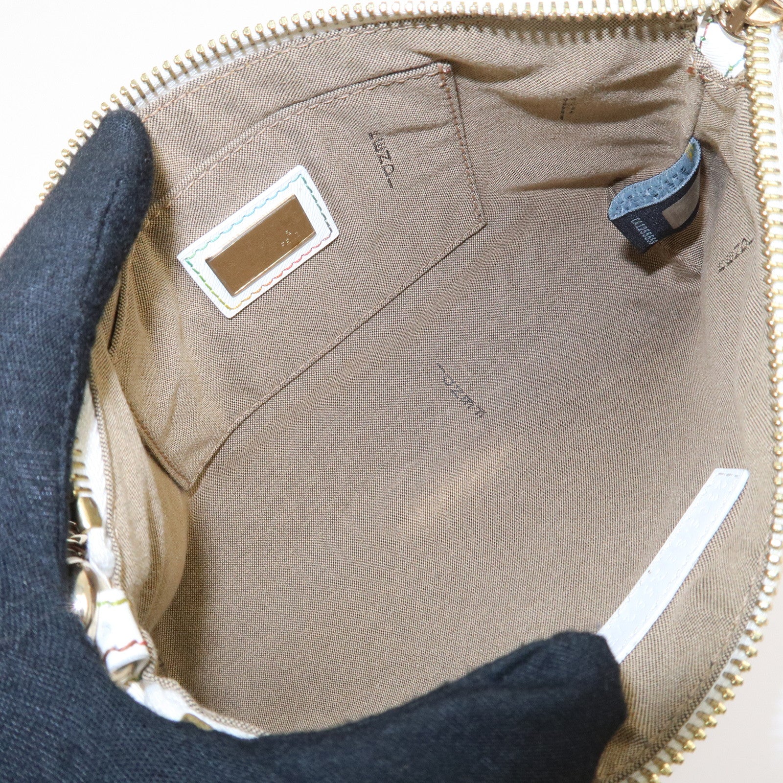 FENDI Zucca PVC Accessory Chain Pouch Multi Color Ivory 8BR592 Used