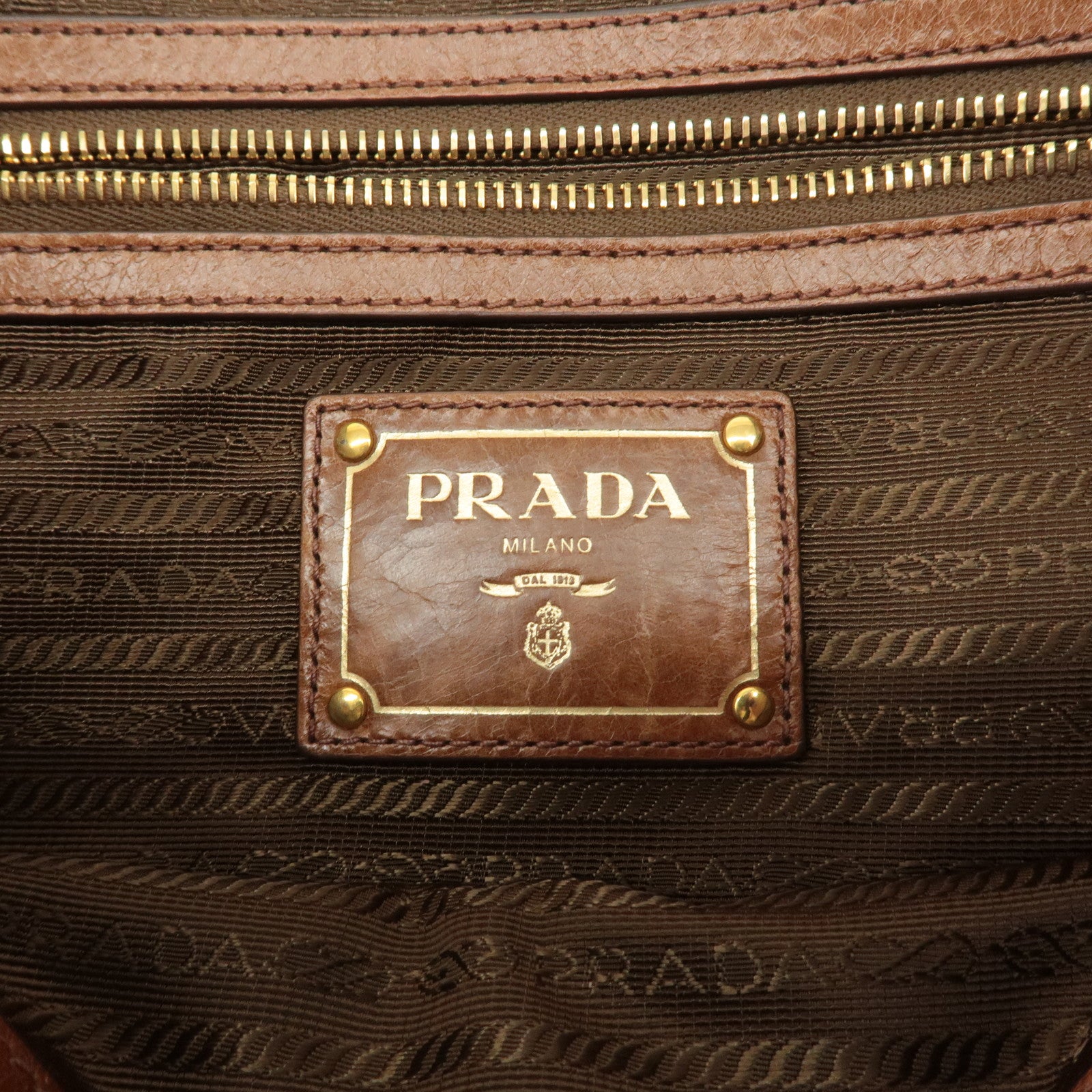 PRADA Logo Leather 2way Hand Bag Shoulder Bag Brown BL0727 Used