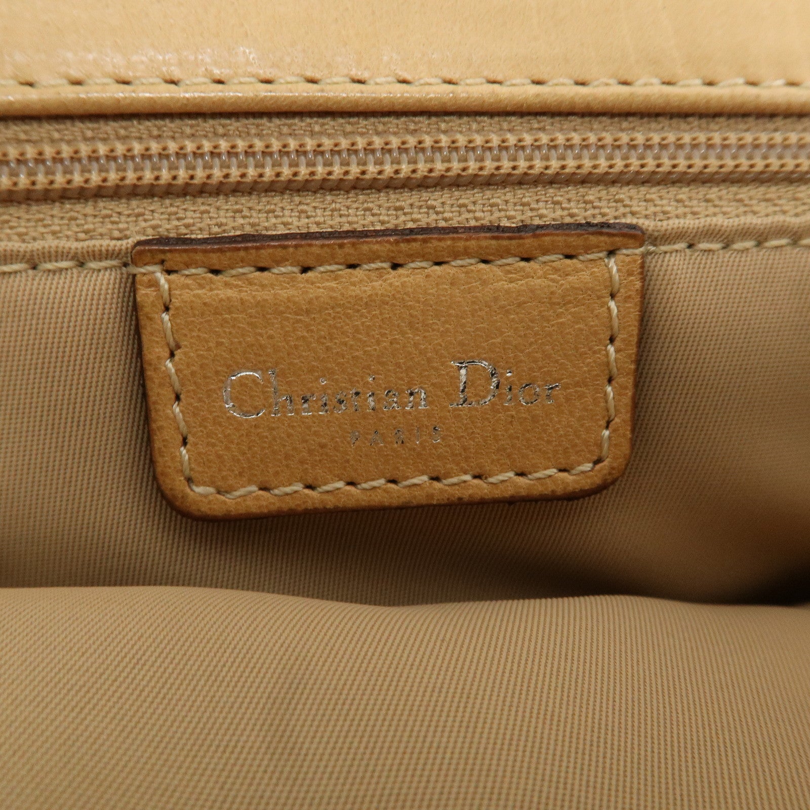 Christian Dior Trotter Canvas Leather Shoulder Bag Beige Used