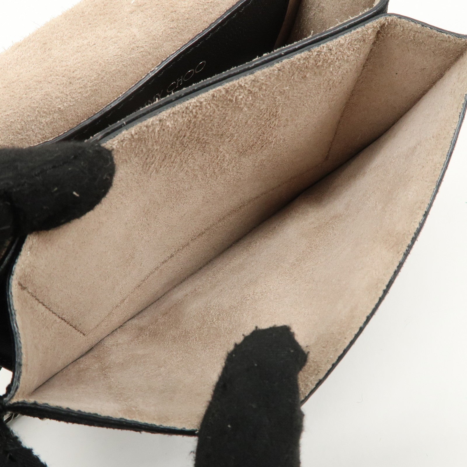 JIMMY CHOO Suede Leather Level Soft Mini Chain Shoulder Bag Used