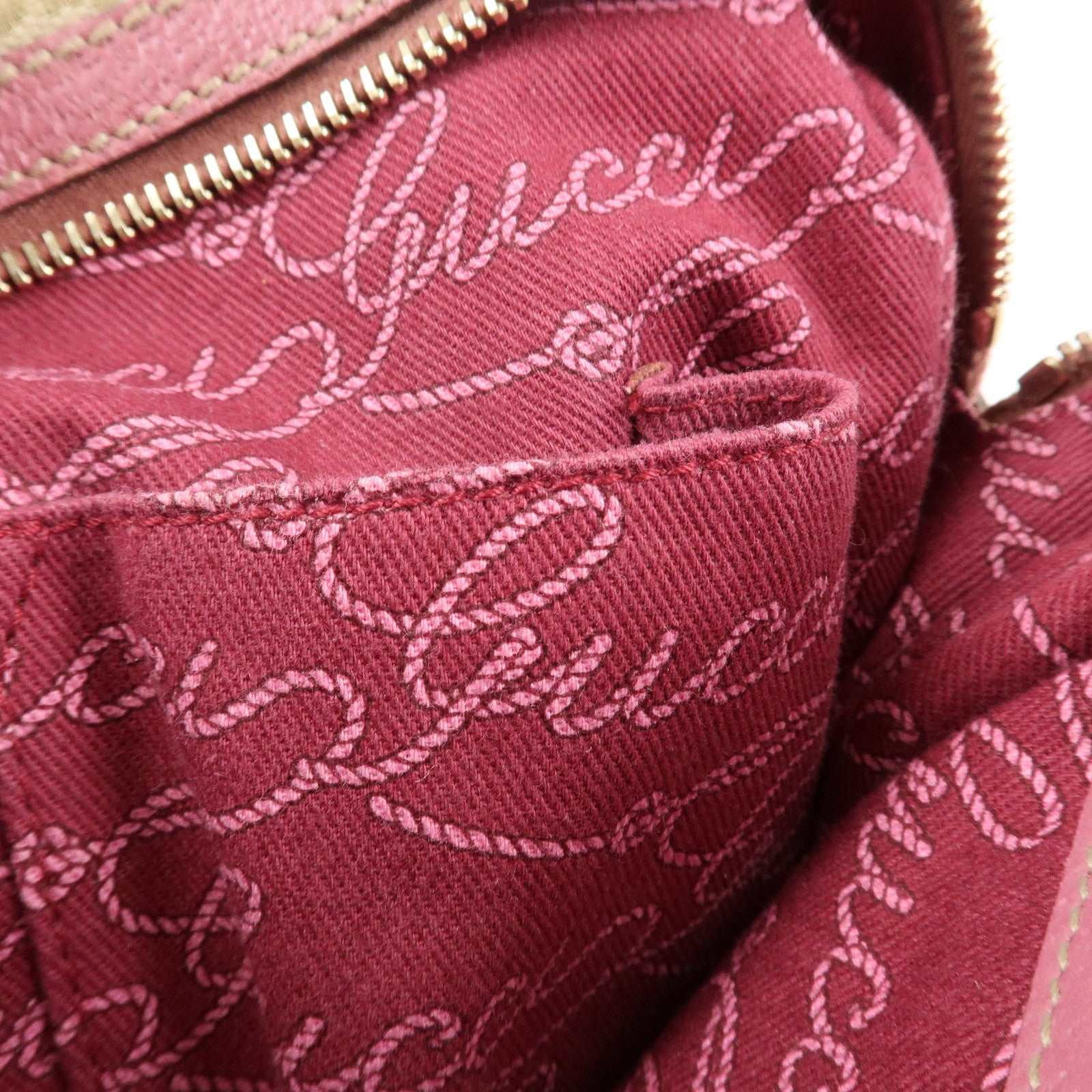 GUCCI GG Canvas Leather Mini Boston Bag Beige Pink 152457 Used