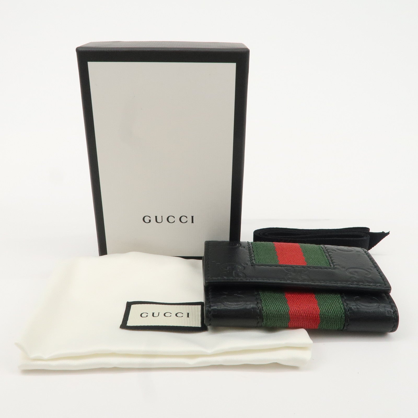 GUCCI Sherry Guccissima Leather 6 Key Case Black 408828 Used