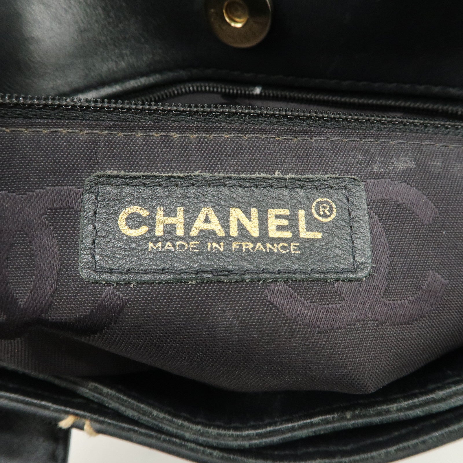 CHANEL Wild Stitch Lamb Skin Tote Bag Hand Bag Black A18126 Used