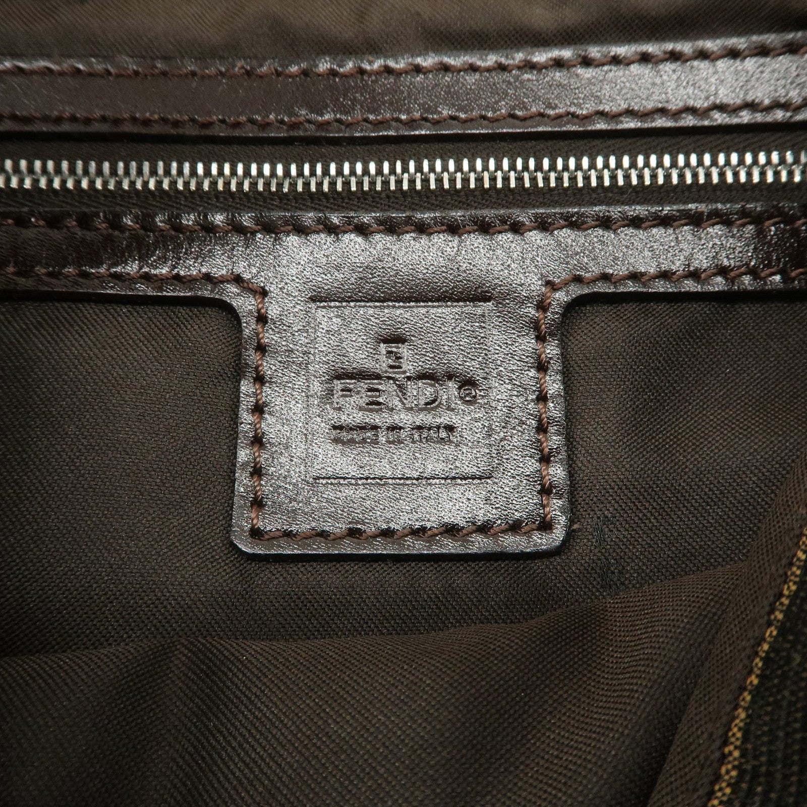 FENDI Mamma Bagguette Zucca Canvas Leather Shoulder Bag 26424 Used