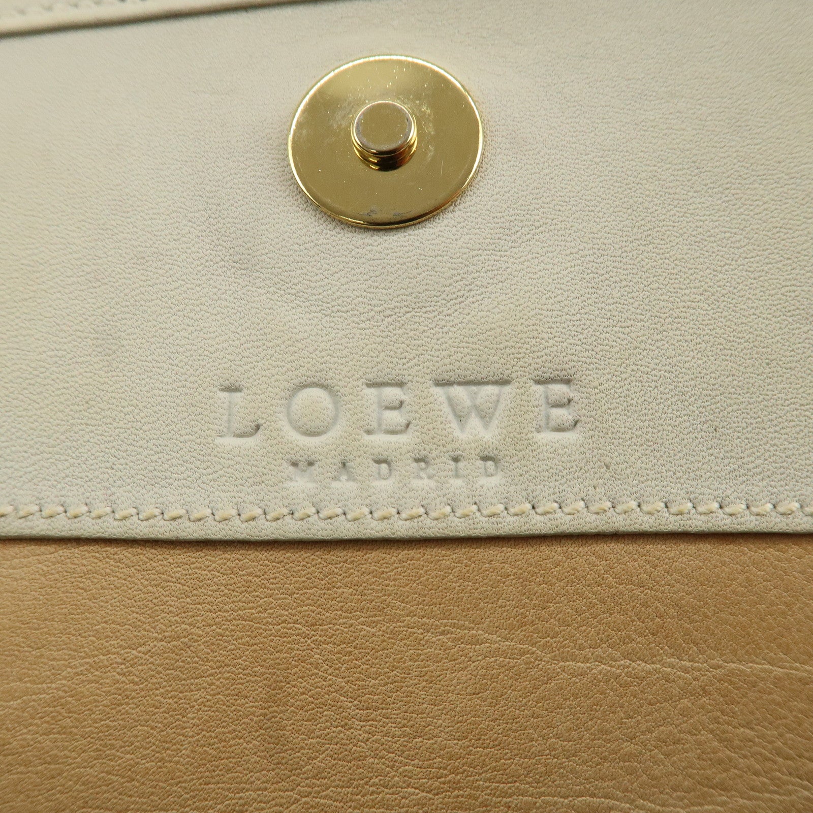 LOEWE Anagram Suede Leather Shoulder Bag Beige Ivory Used