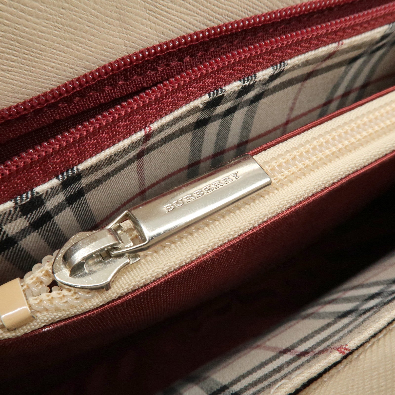 BURBERRY Leather Hand Bag Beige Used