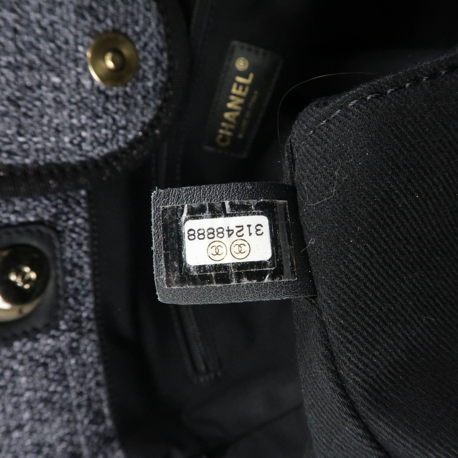 CHANEL Deauville Raffia Leather Chain Tote Bag GM A66941 Navy Used