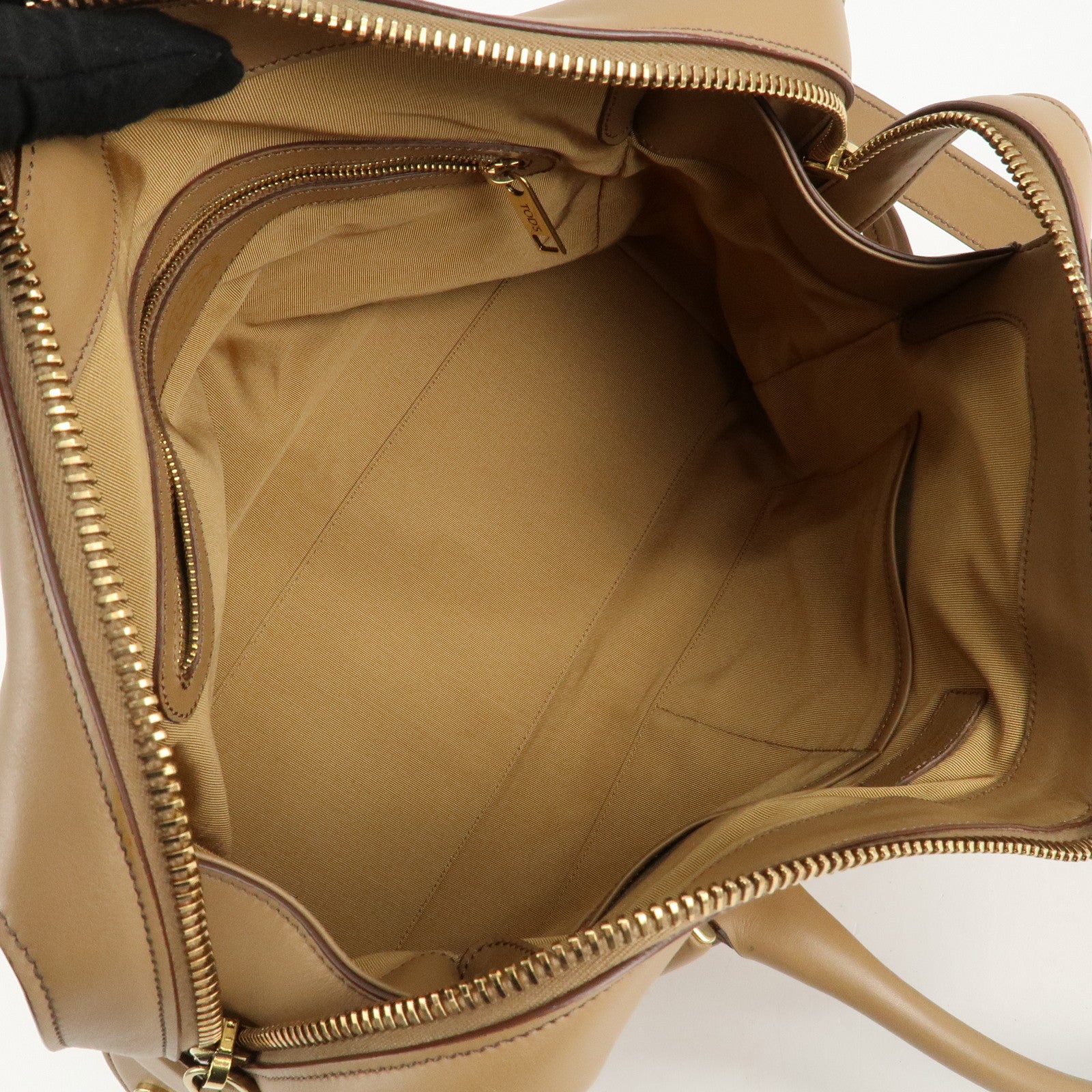 TOD'S D Styling Leather 2Way Shoulder Bag Hand Bag Beige Used