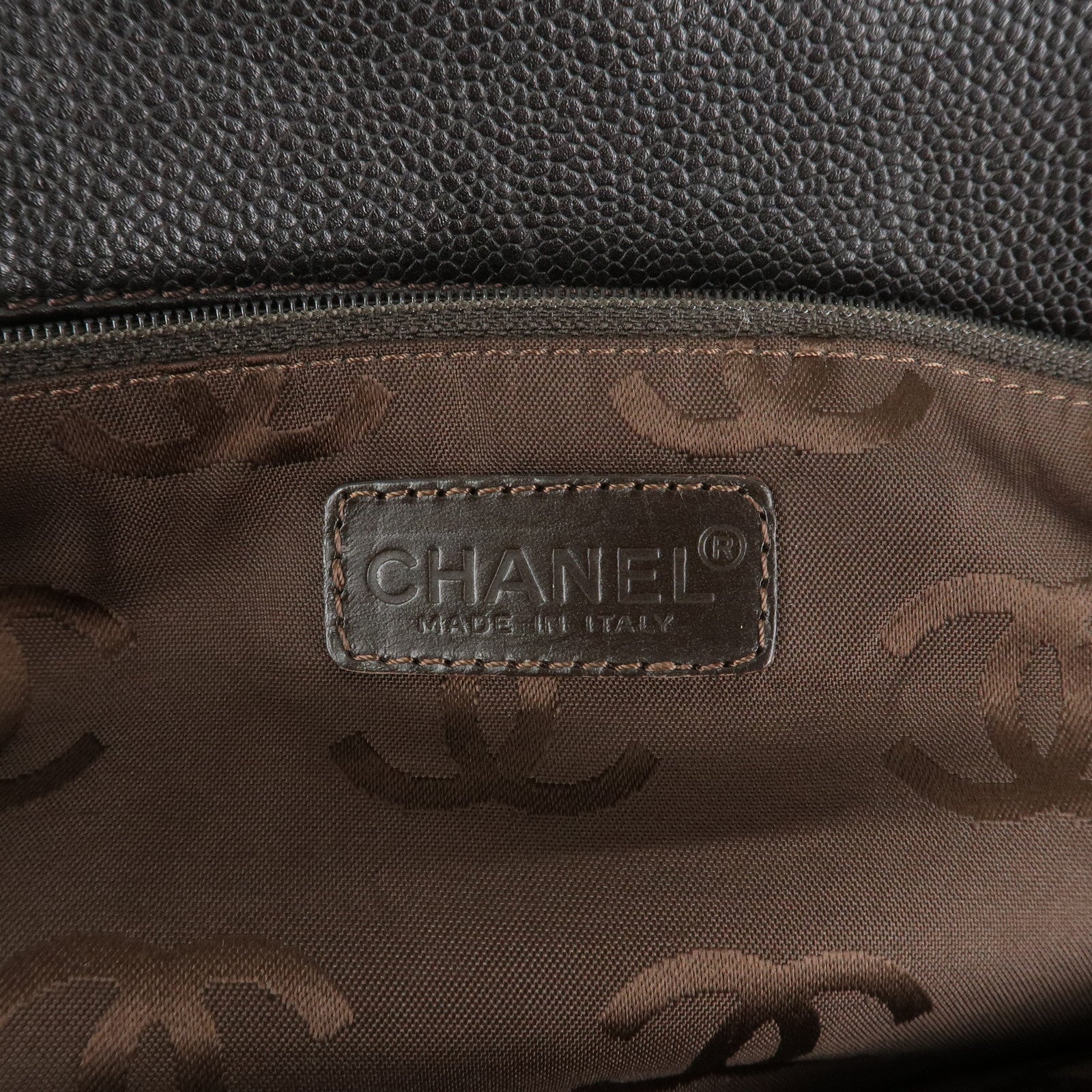 CHANEL COCO Mark Caviar Skin Hand Bag Tote Bag Brown Used