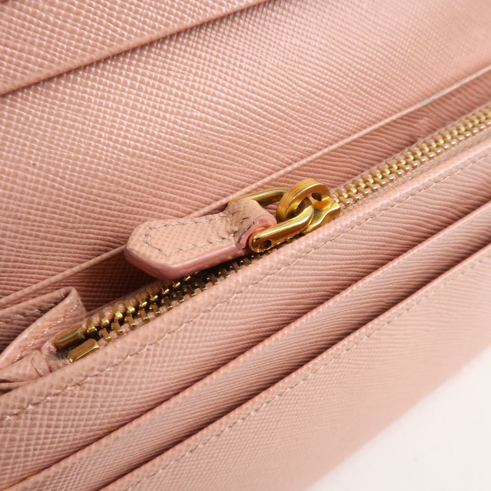 PRADA Set of 2 Saffiano Leather Bi-fold Long Wallet Glower Motif Used