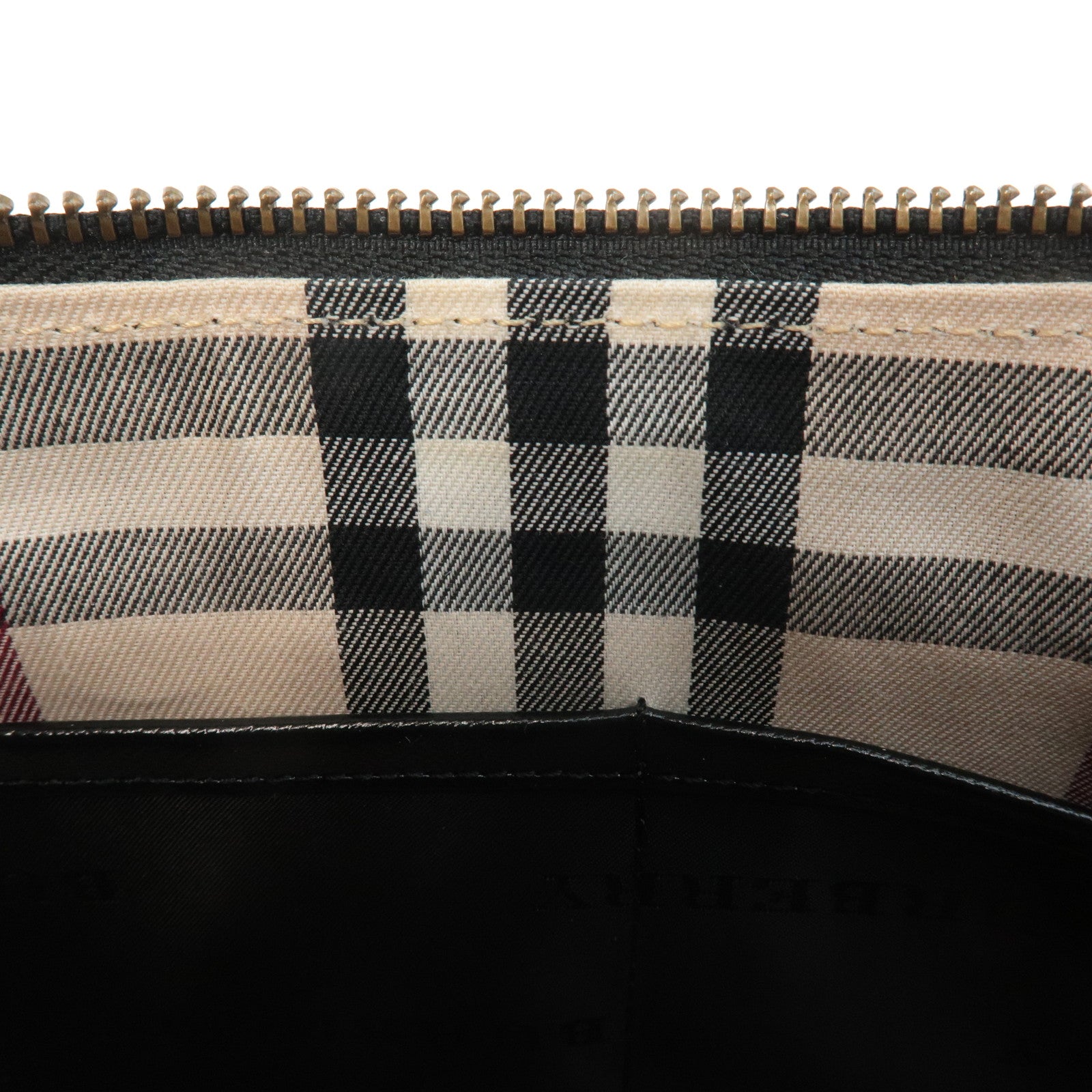 BURBERRY Leather Shoulder Bag Hand Bag Black Gold Hardware Used