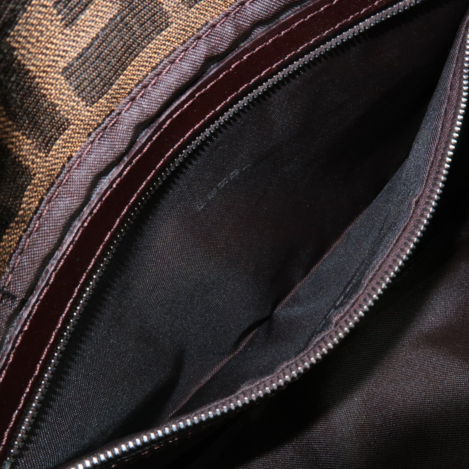 FENDI Mamma Baguette Zucca Canvas Shoulder Bag Brown Black 26424 Used