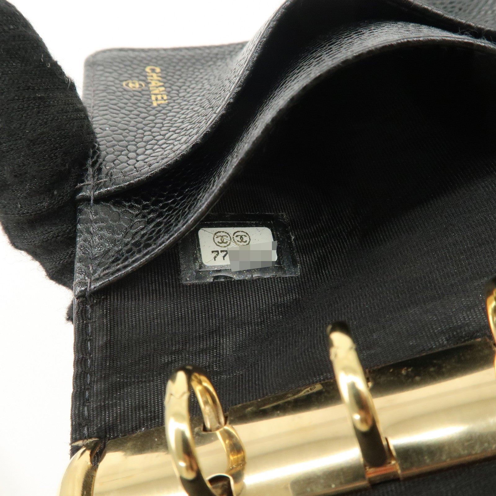 CHANEL Caviar Skin COCO Mark Planner Cover Black Used