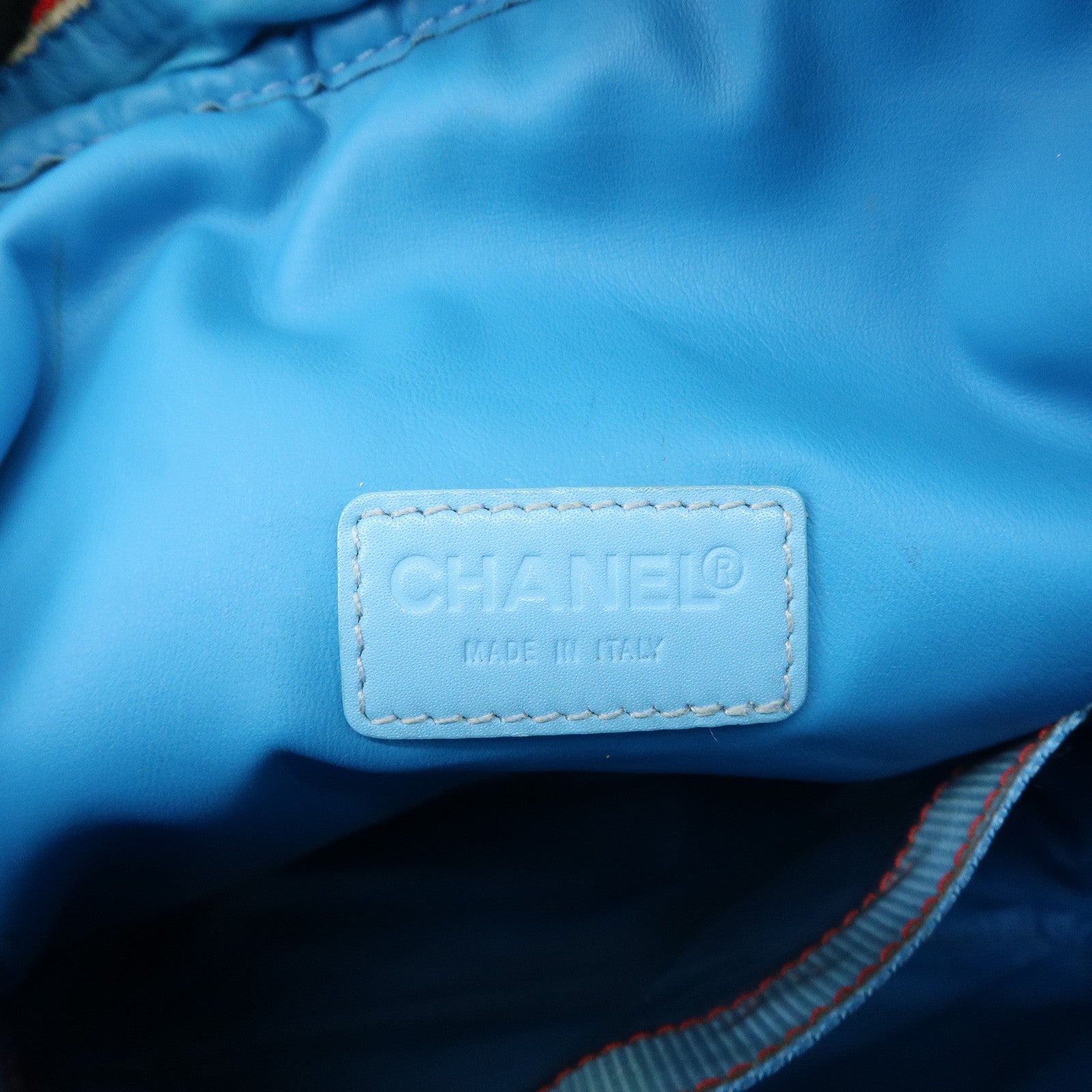CHANEL Sports Nylon Canvas COCO Mark Shoulder Bag Blue Red Used