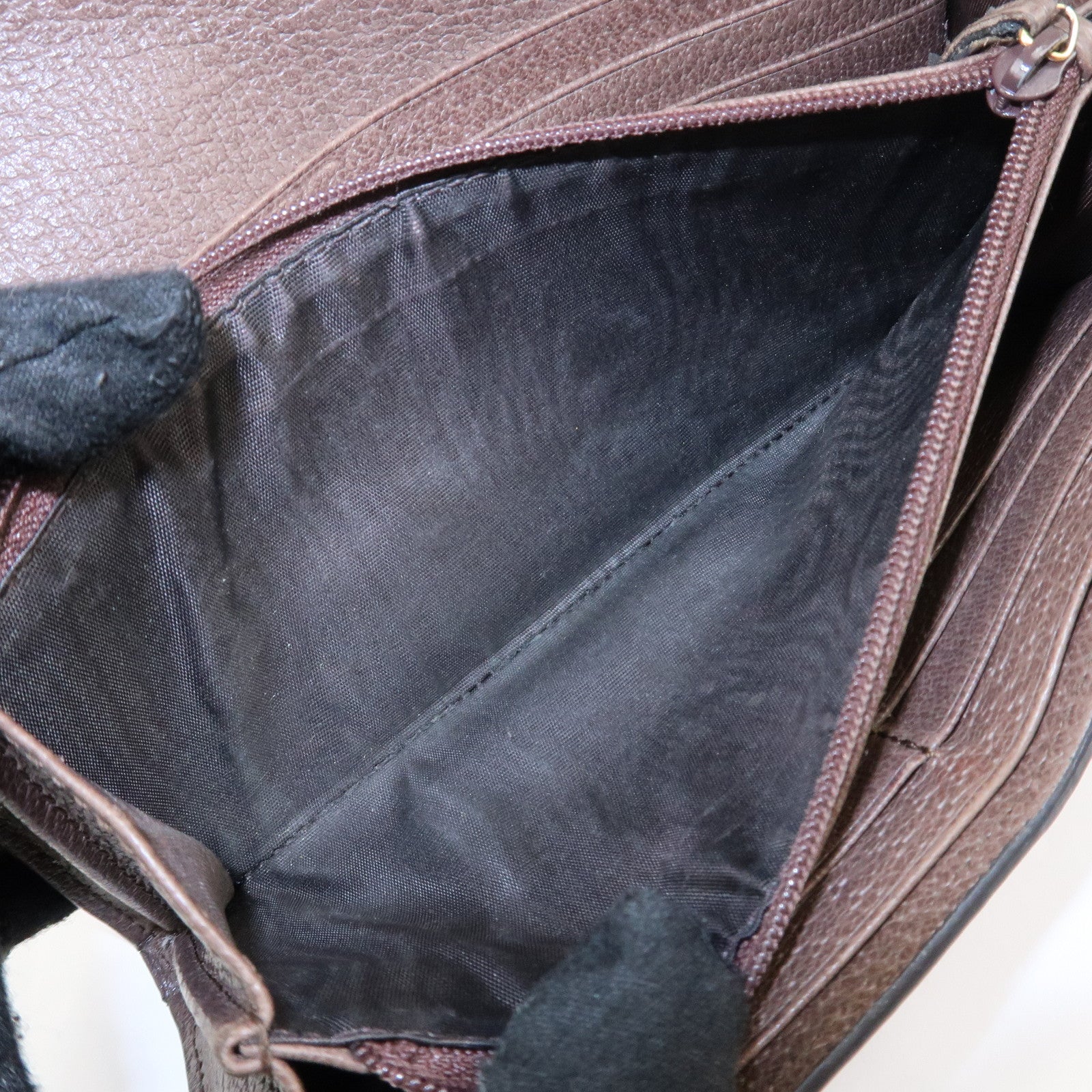 GUCCI Ophidia Sherry GG Supreme Leather Bi-fold Long Wallet 523153 Used