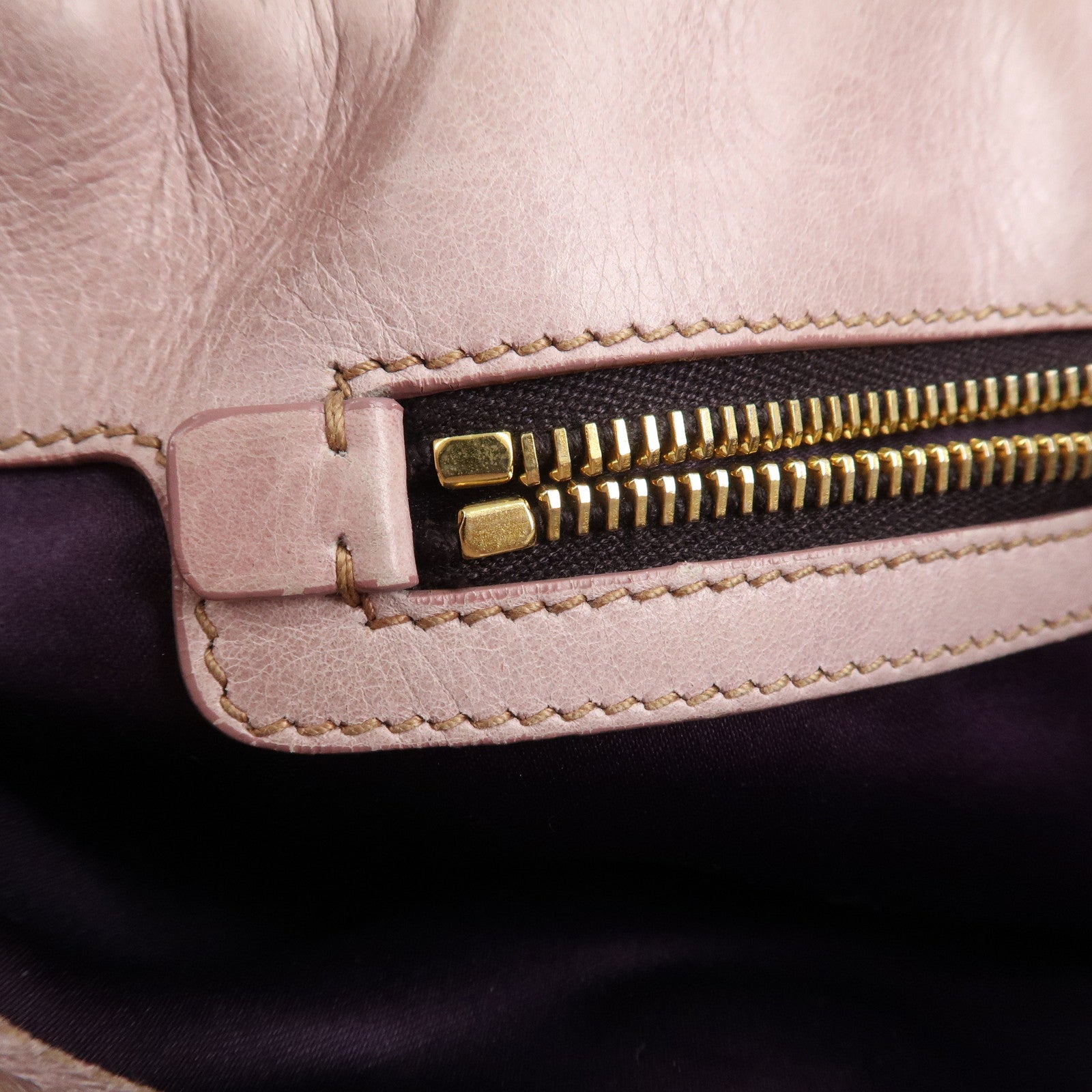 MIU MIU Logo Leather 2WAY Bag Shoulder Bag Hand Bag Pink Used