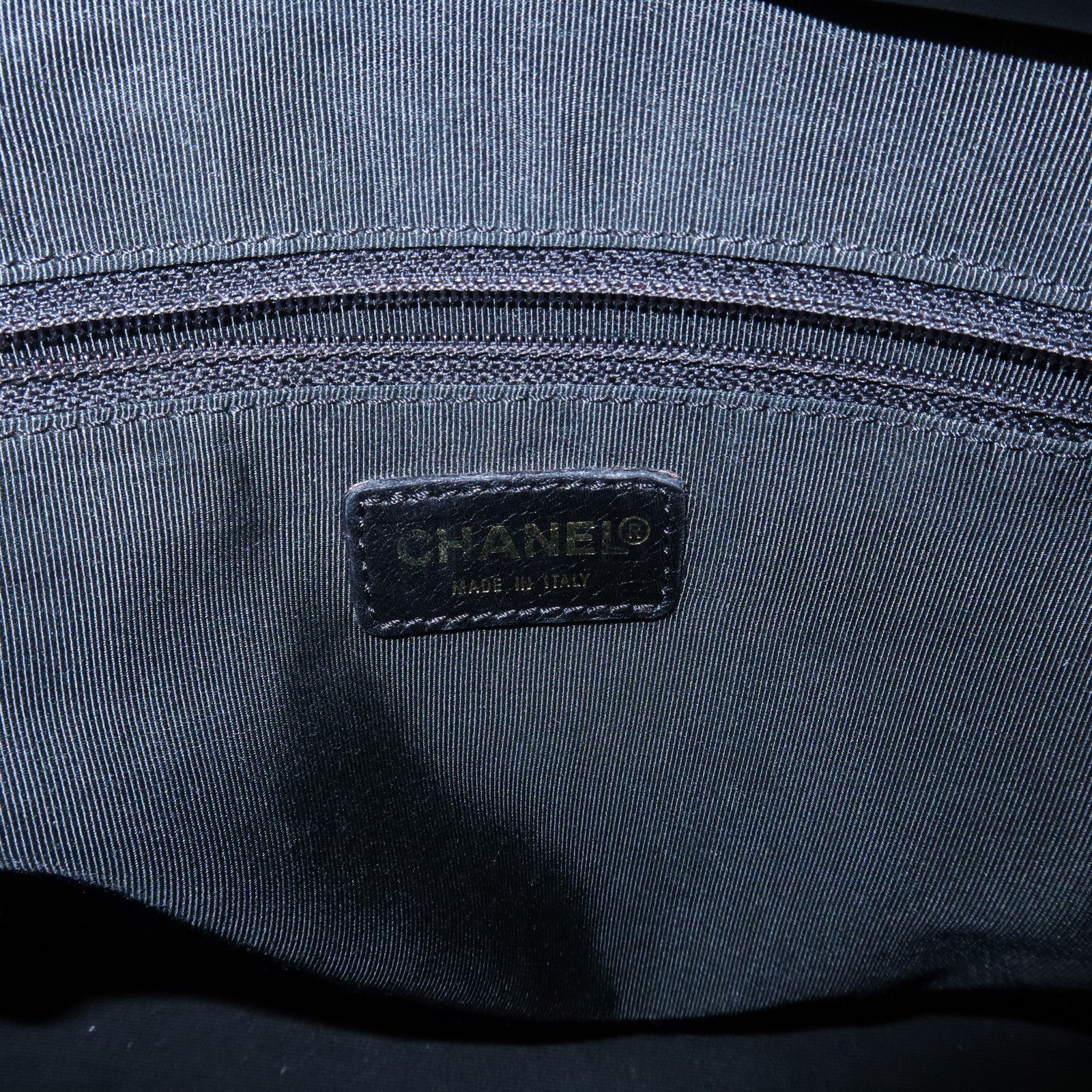 CHANEL COCO Mark Chocolate Bar Lamb Skin Shoulder Bag Black Used