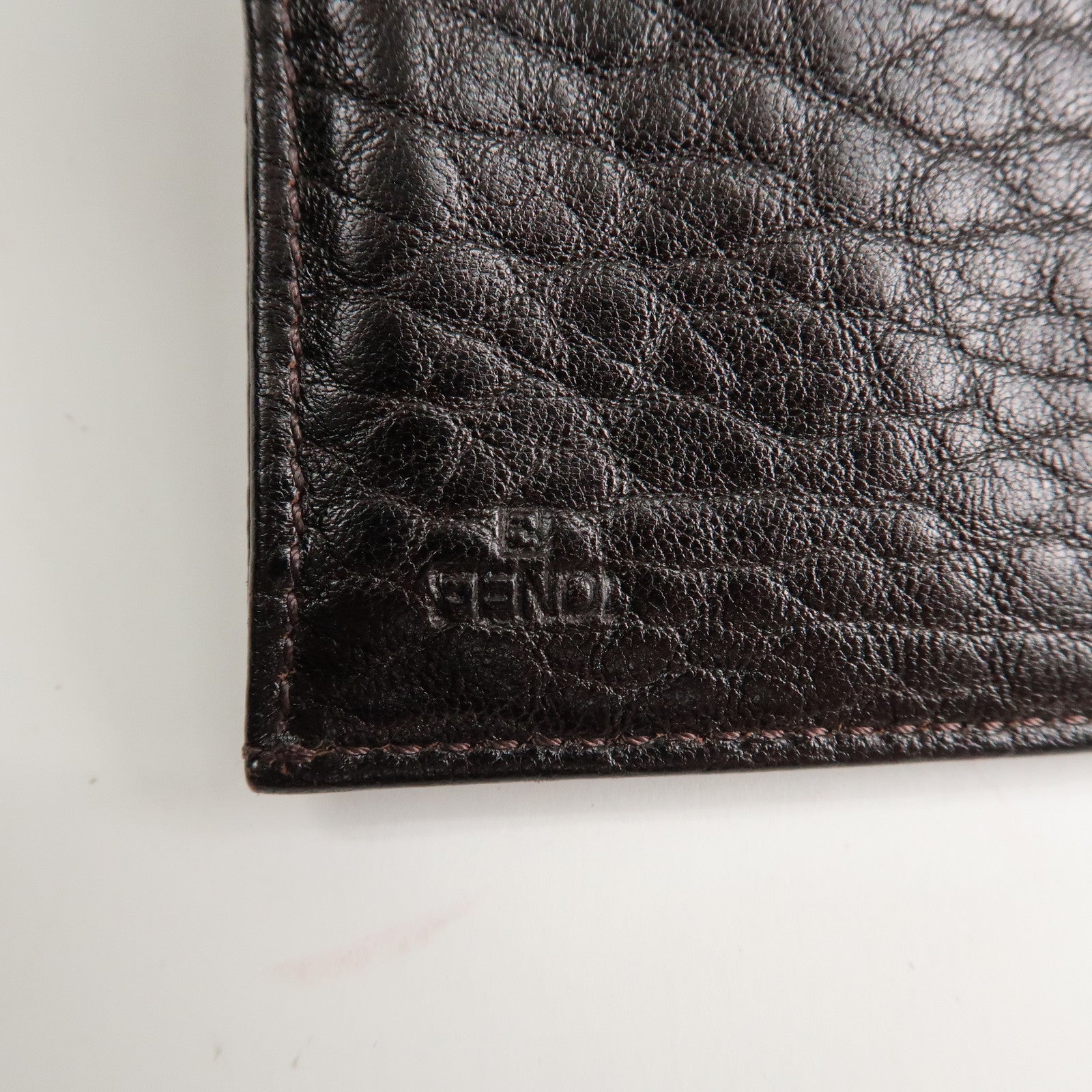 FENDI Zucca Canvas Leather W Hook Bifold Long Wallet 8N0032 Used