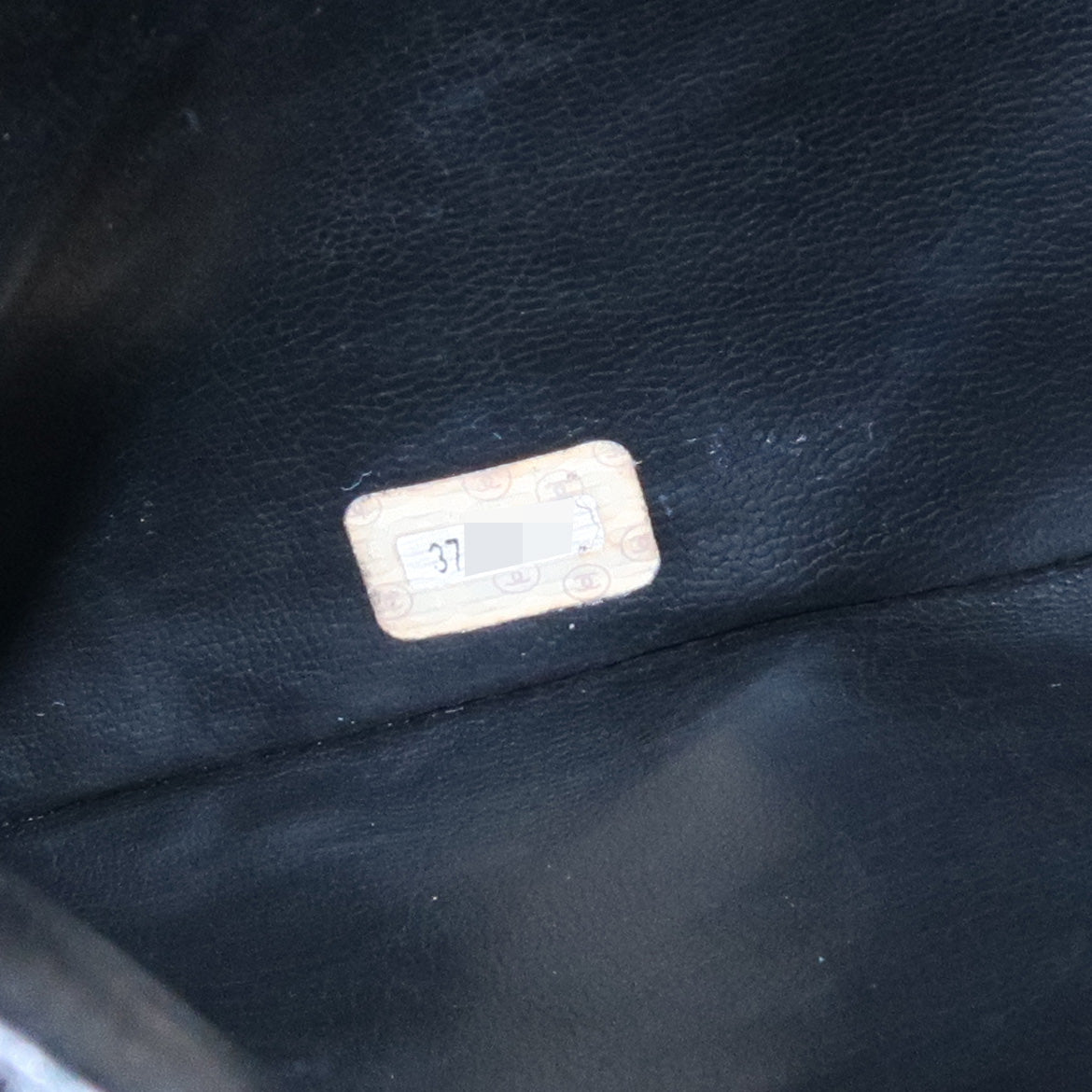 CHANEL COCO Mark Caviar Skin Chain Tote Bag Black Gold Used