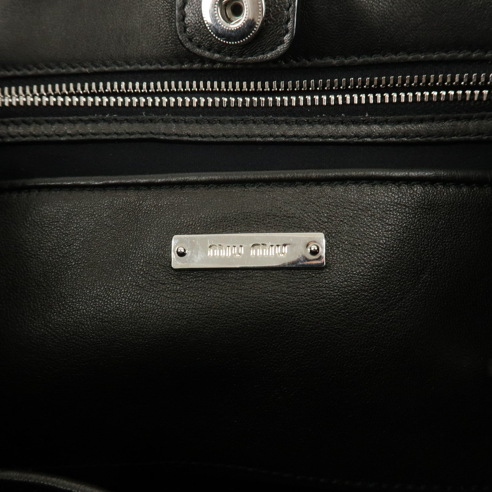 MIU MIU Matelasse Leather 2WAY Bag Hand Bag Black RN0896 Used