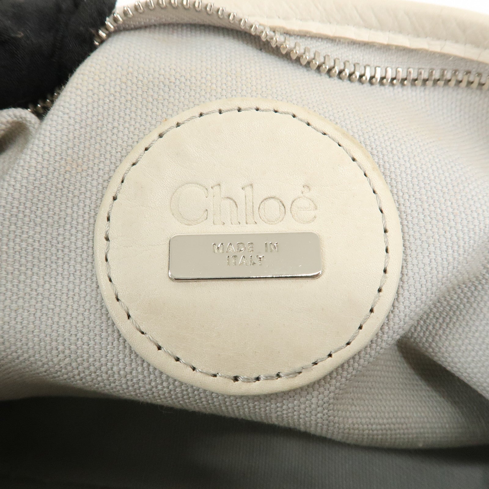 Chloe 2Way Nylon Leather Bag Shoulder Bag Light Gray White Used