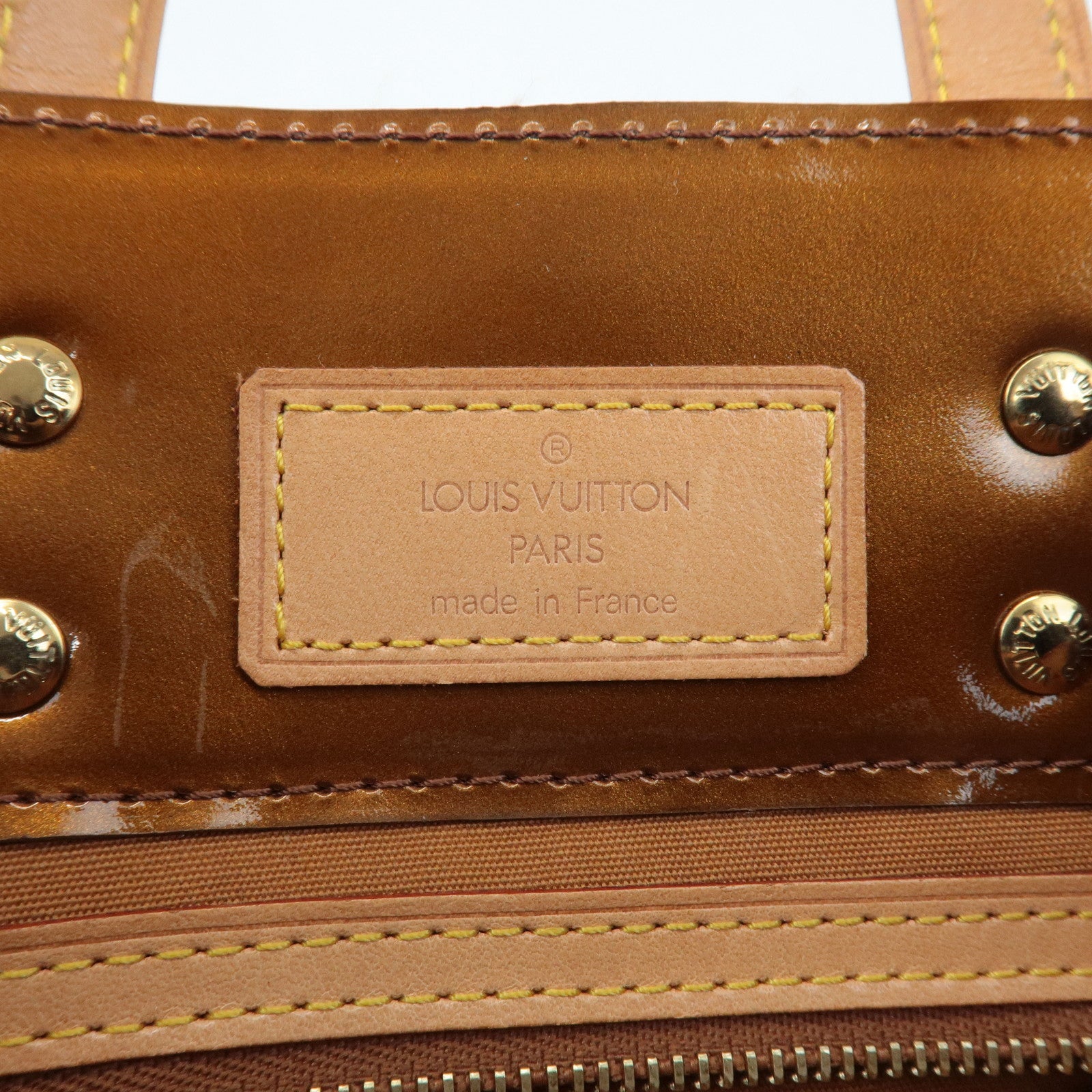 Louis Vuitton Monogram Vernis Lead PM Hand Bag Bronze M91146 Used