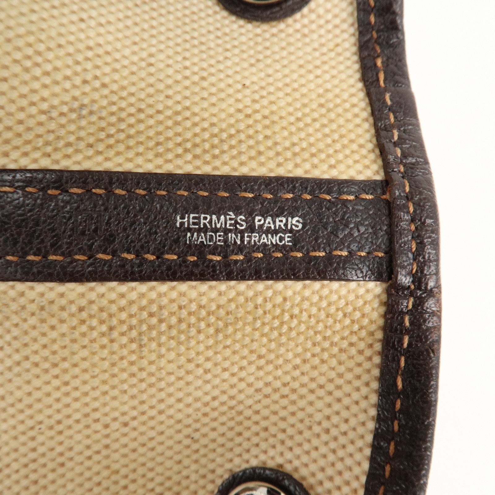 HERMES Toile Ash Leather Garden Party I Stamped (around 2005) Used