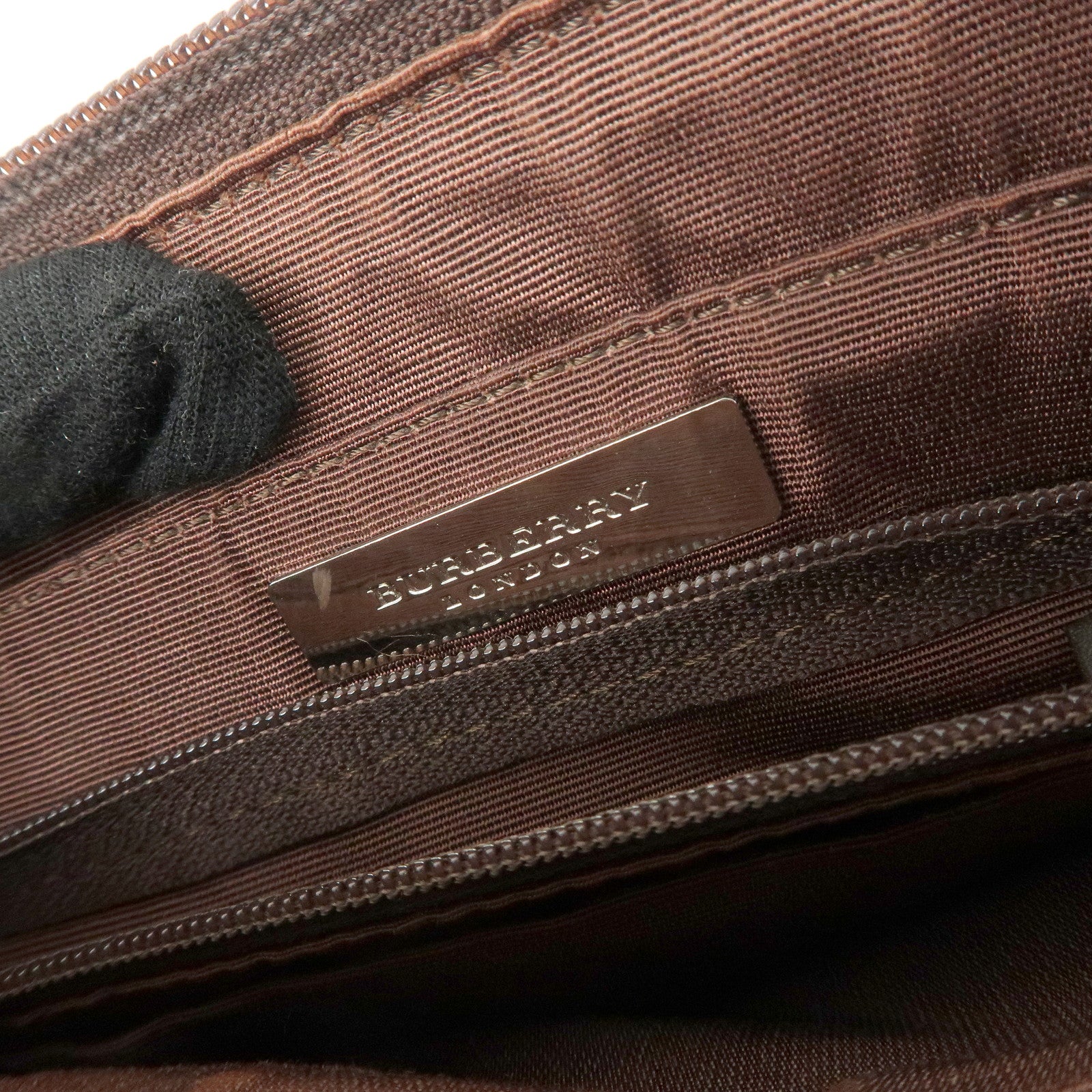 BURBERRY Suede Leather Hand Bag Tote Bag Brown Used