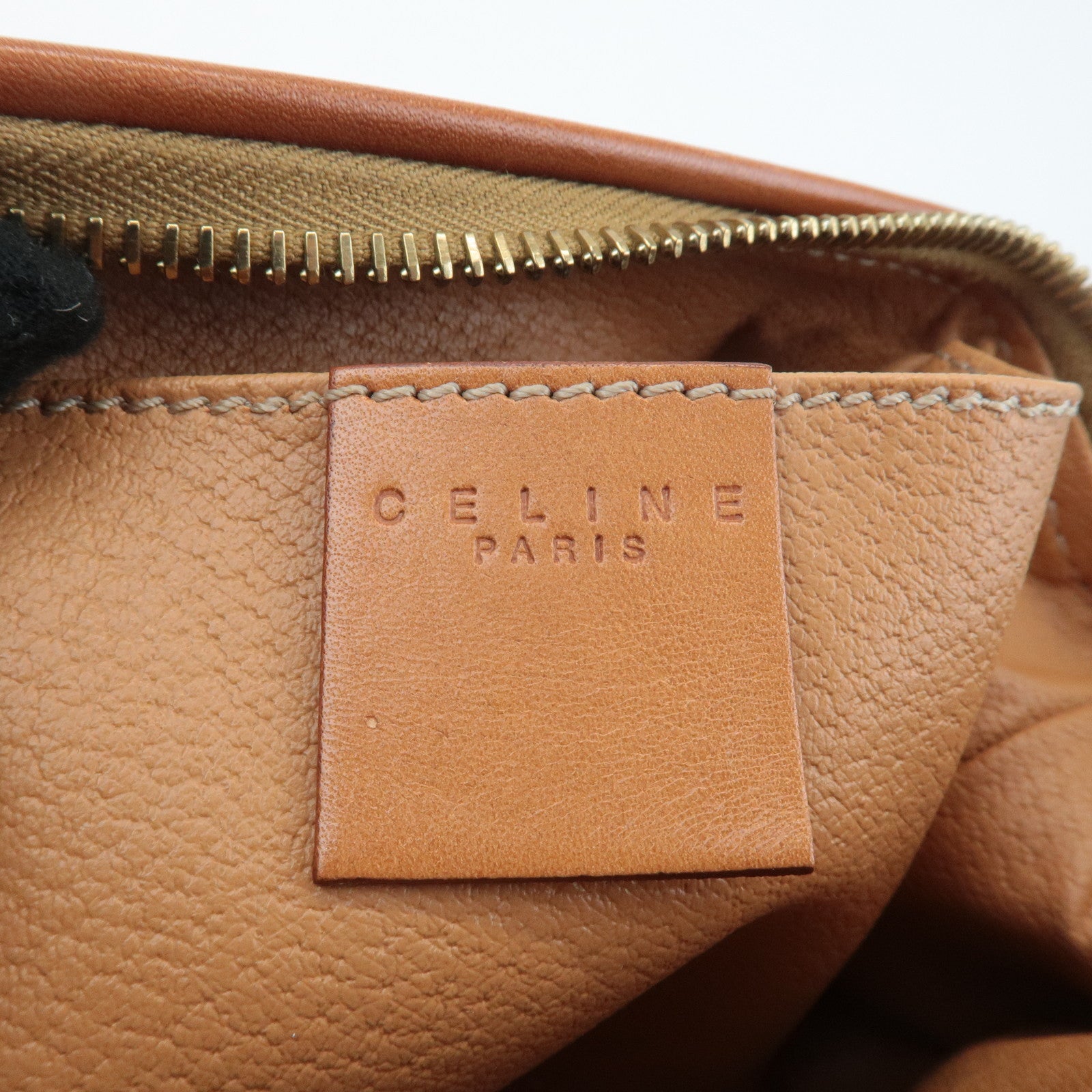 CELINE Macadam PVC Leather Pouch Cosmetic Pouch Brown Used