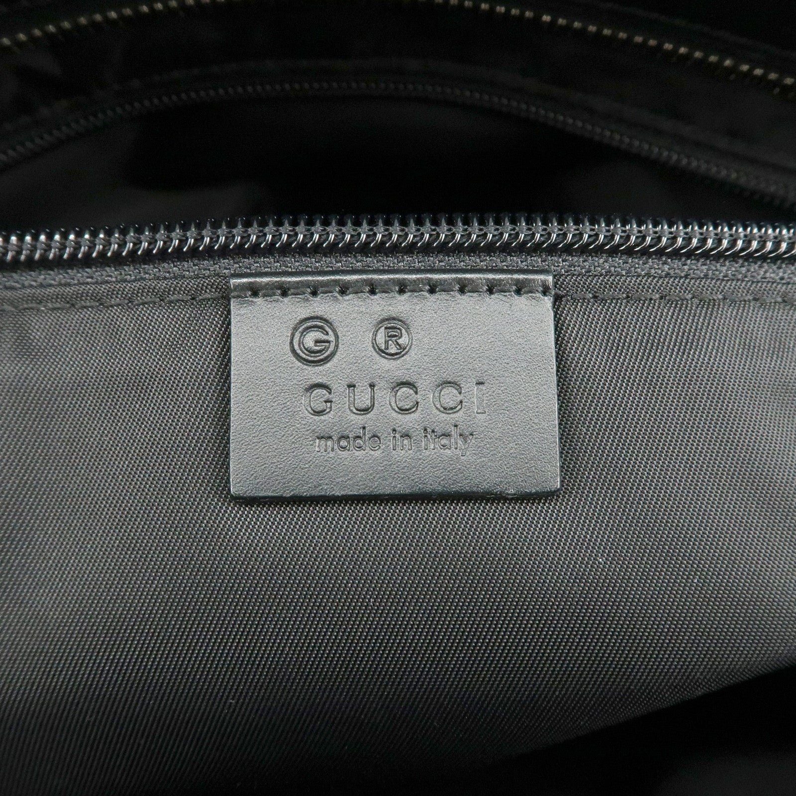 GUCCI Sherry Canvas Leather Tote Bag Black 631245 Used